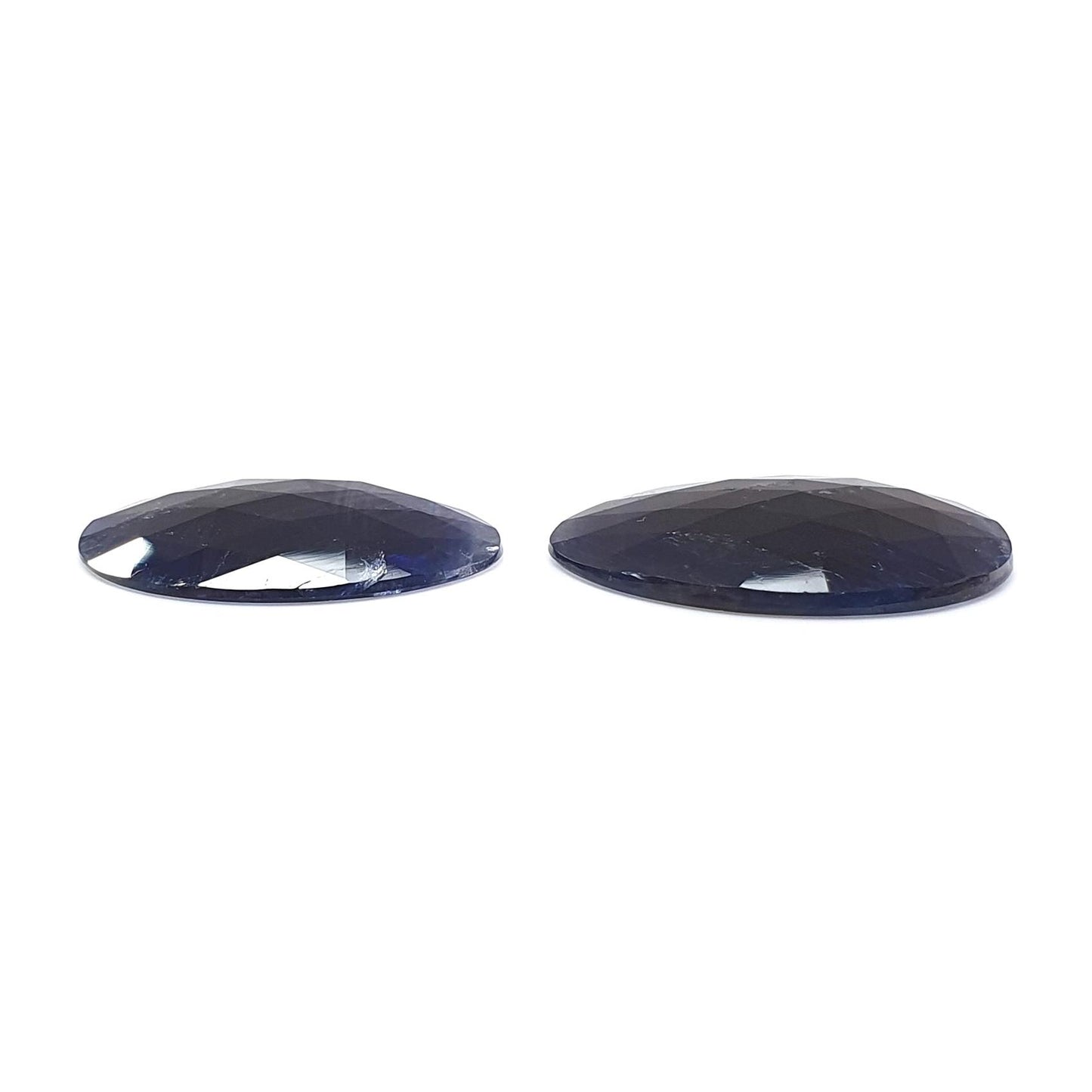 Blue Sapphire Gemstone Rose Cut Slices: Natural Untreated Unheated Sapphire Fancy Shape 2pcs, 3pcs Set for Jewelry September Birthstone
