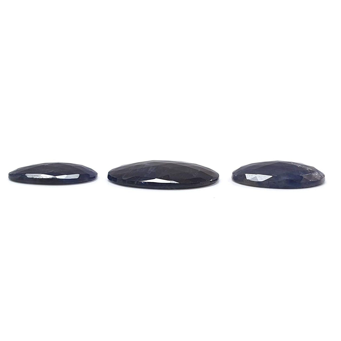 Blue Sapphire Gemstone Rose Cut Slices: Natural Untreated Unheated Sapphire Fancy Shape 2pcs, 3pcs Set for Jewelry September Birthstone