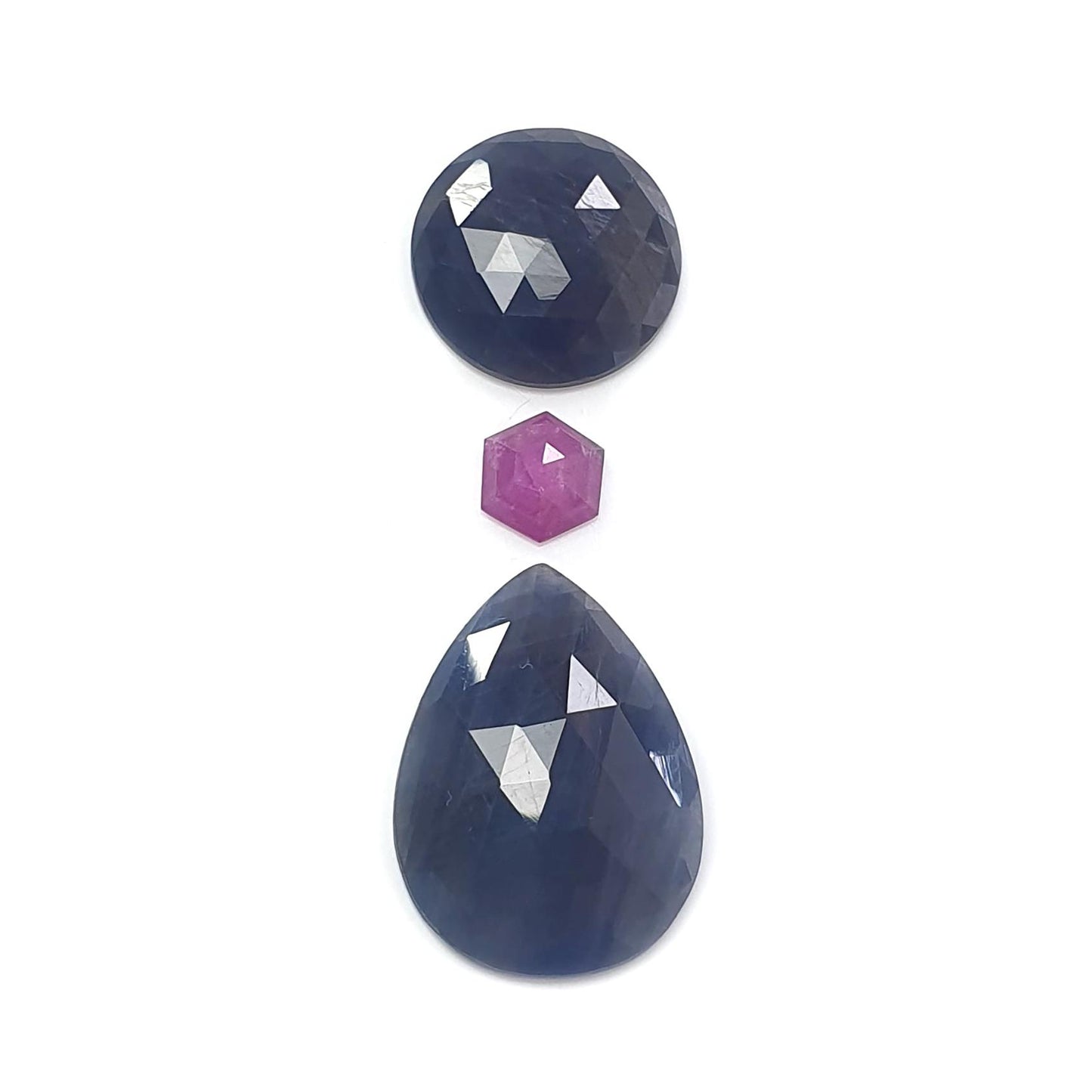 Multi Sapphire Gemstone Rose Cut Slices: Natural Untreated Unheated Sapphire Faceted Fancy Shape 3pcs, 8pcs Set for Jewelry