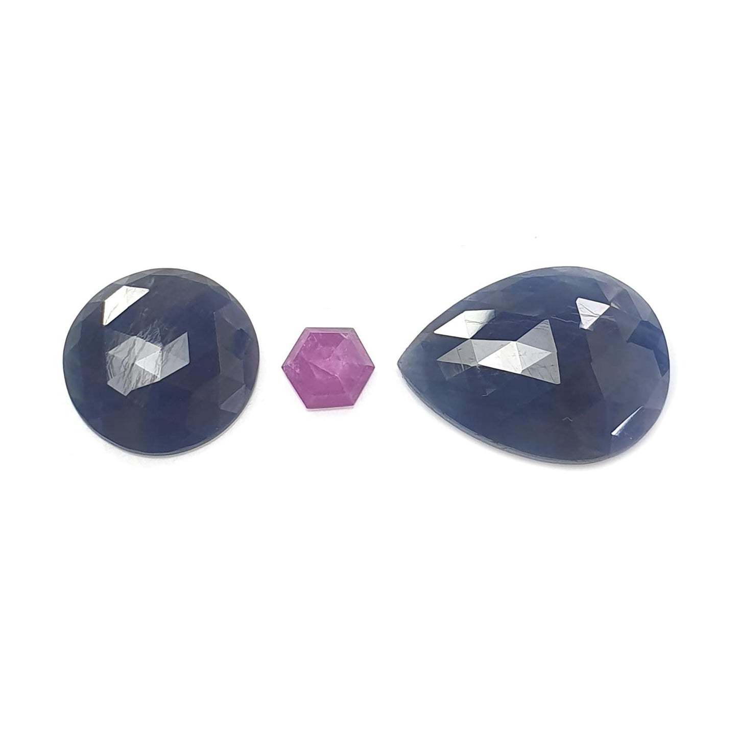 Multi Sapphire Gemstone Rose Cut Slices: Natural Untreated Unheated Sapphire Faceted Fancy Shape 3pcs, 8pcs Set for Jewelry