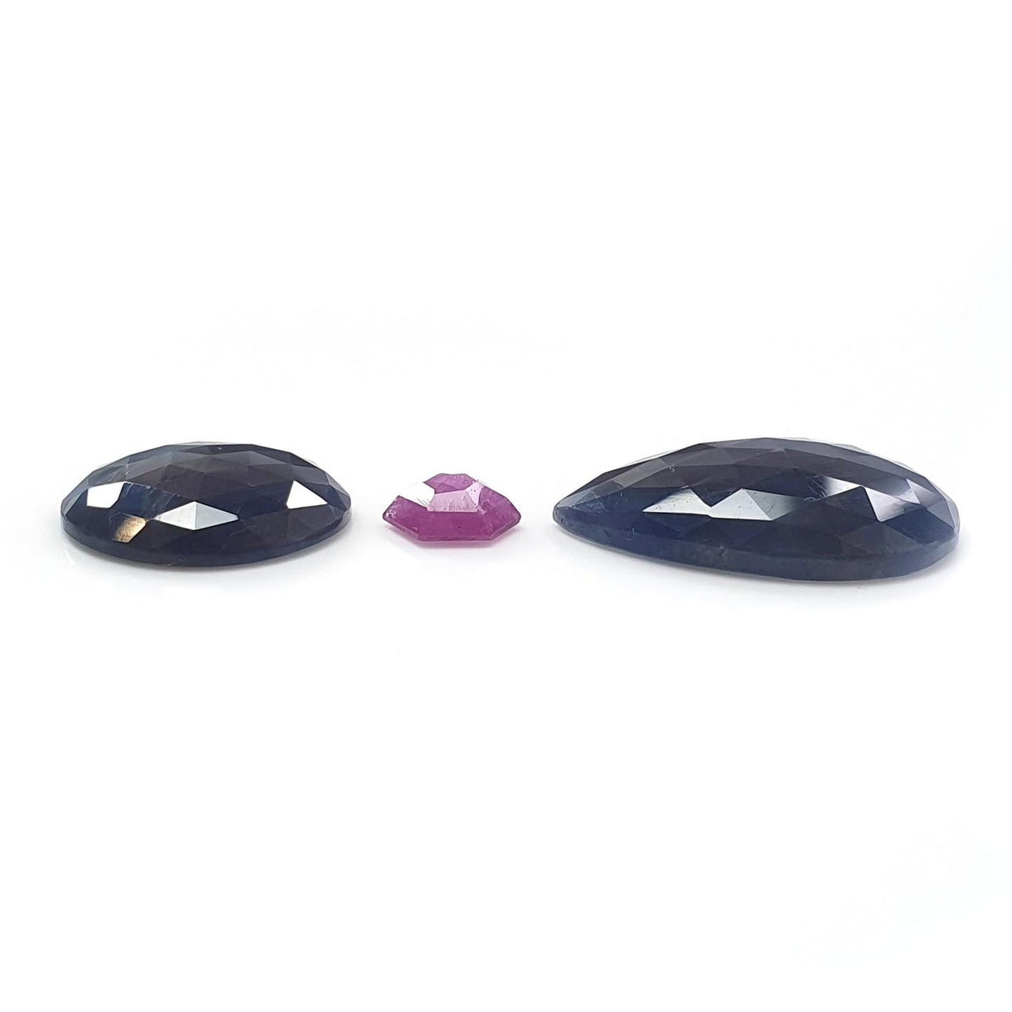 Multi Sapphire Gemstone Rose Cut Slices: Natural Untreated Unheated Sapphire Faceted Fancy Shape 3pcs, 8pcs Set for Jewelry