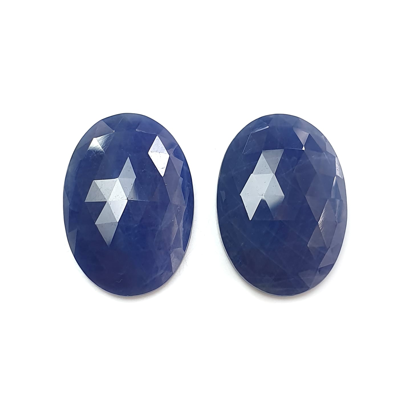 blue sapphire oval rose cut slices