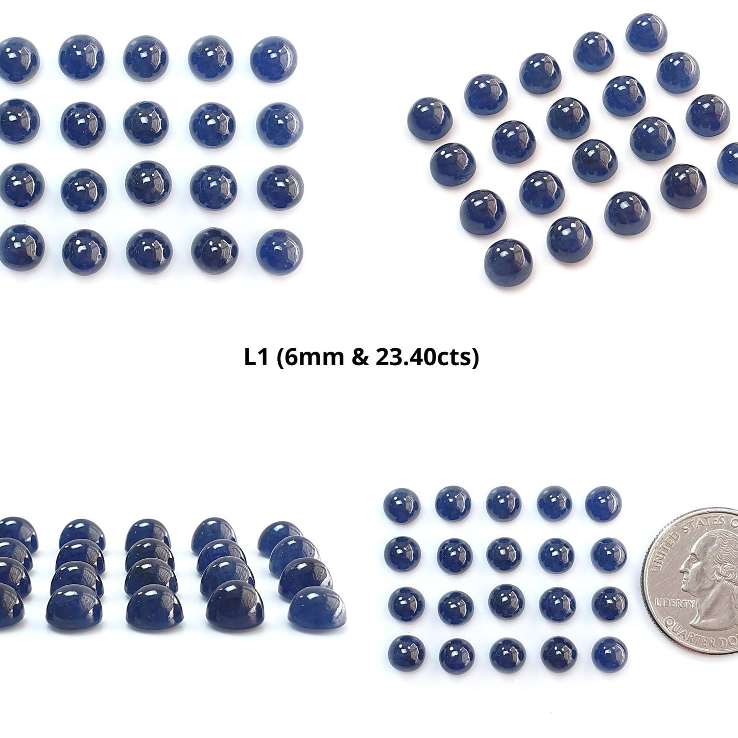 Blue Sapphire Gemstone Cabochon: Natural Untreated Unheated Sapphire Round Shape Cabochon 6mm & 7mm 20pcs Lots for Jewelry