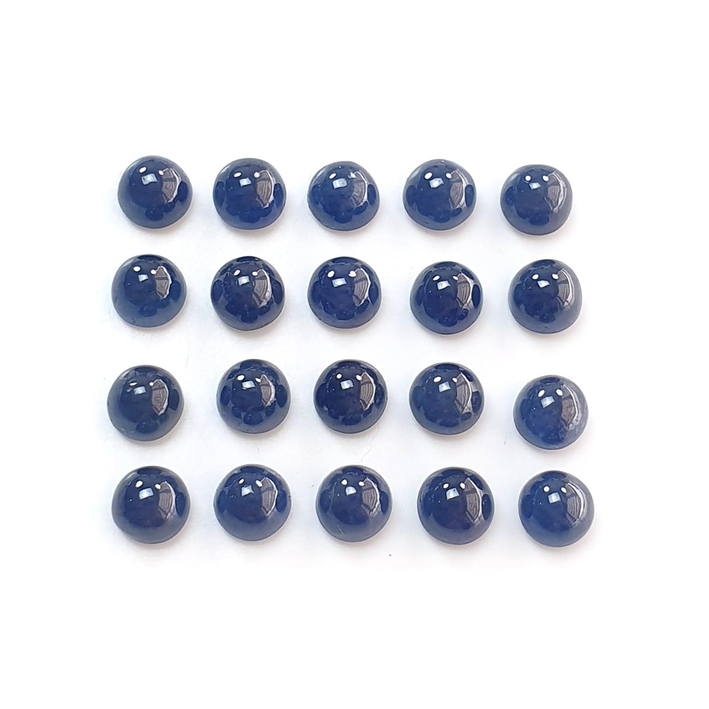 Blue Sapphire Gemstone Cabochon: Natural Untreated Unheated Sapphire Round Shape Cabochon 6mm & 7mm 20pcs Lots for Jewelry