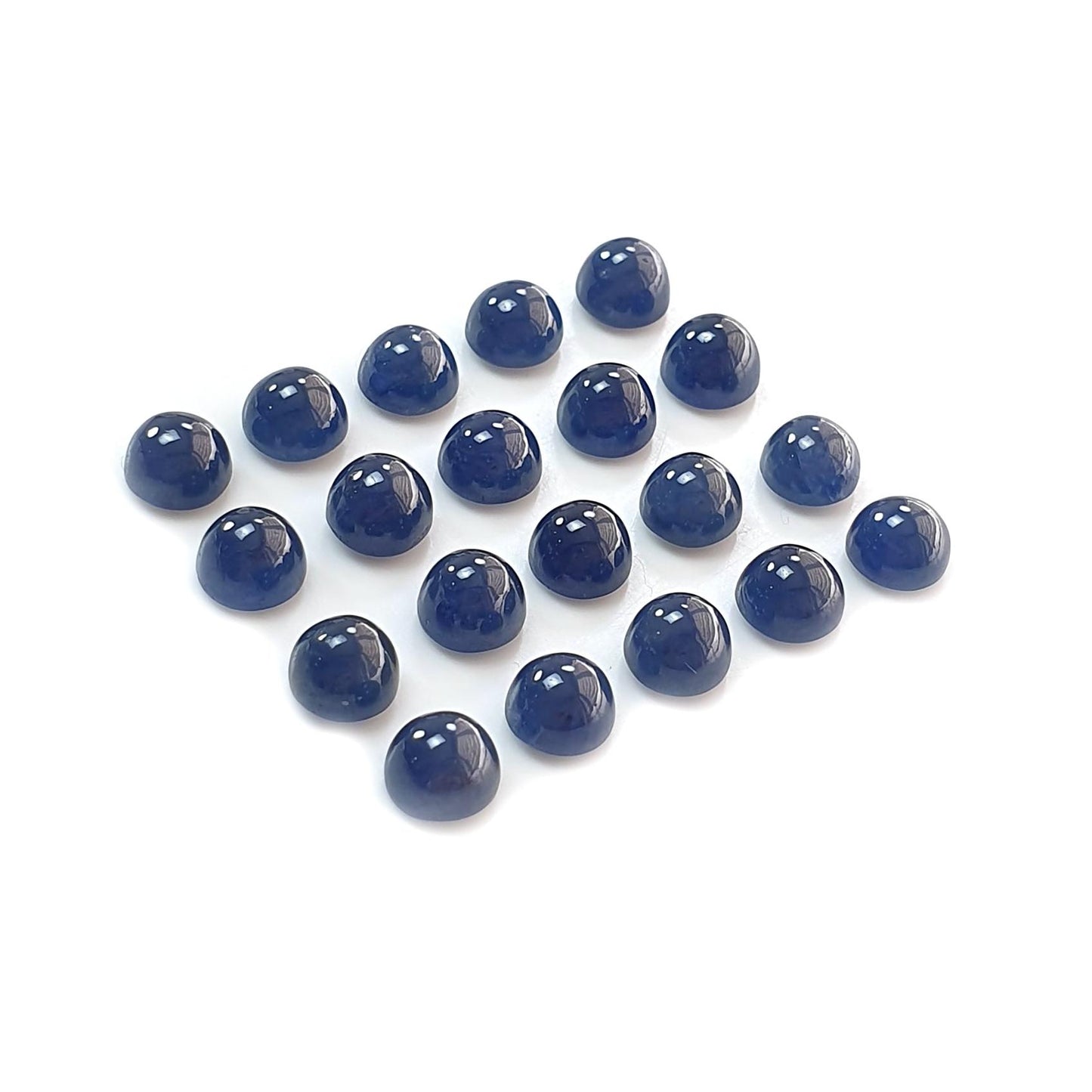 Blue Sapphire Gemstone Cabochon: Natural Untreated Unheated Sapphire Round Shape Cabochon 6mm & 7mm 20pcs Lots for Jewelry