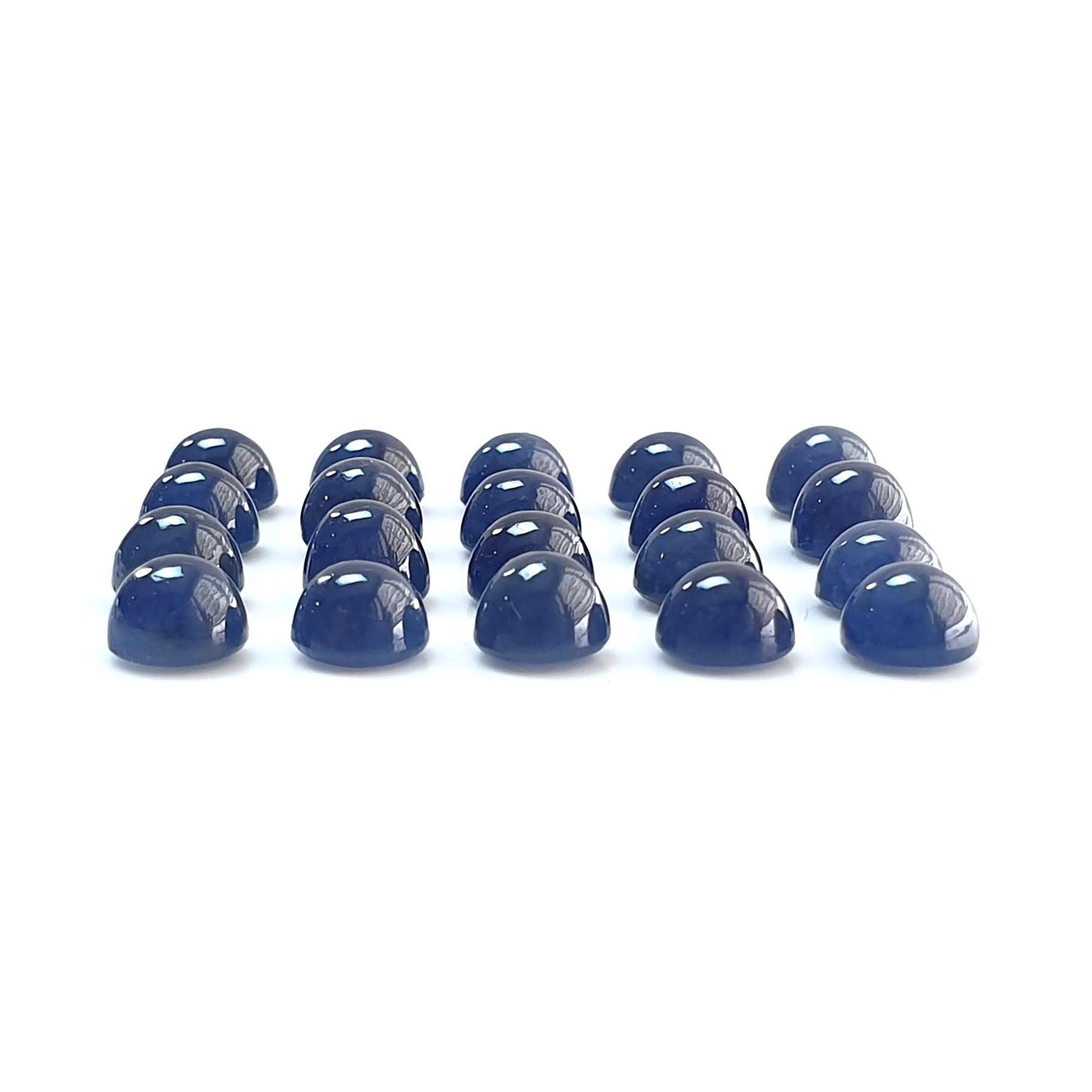 Blue Sapphire Gemstone Cabochon: Natural Untreated Unheated Sapphire Round Shape Cabochon 6mm & 7mm 20pcs Lots for Jewelry