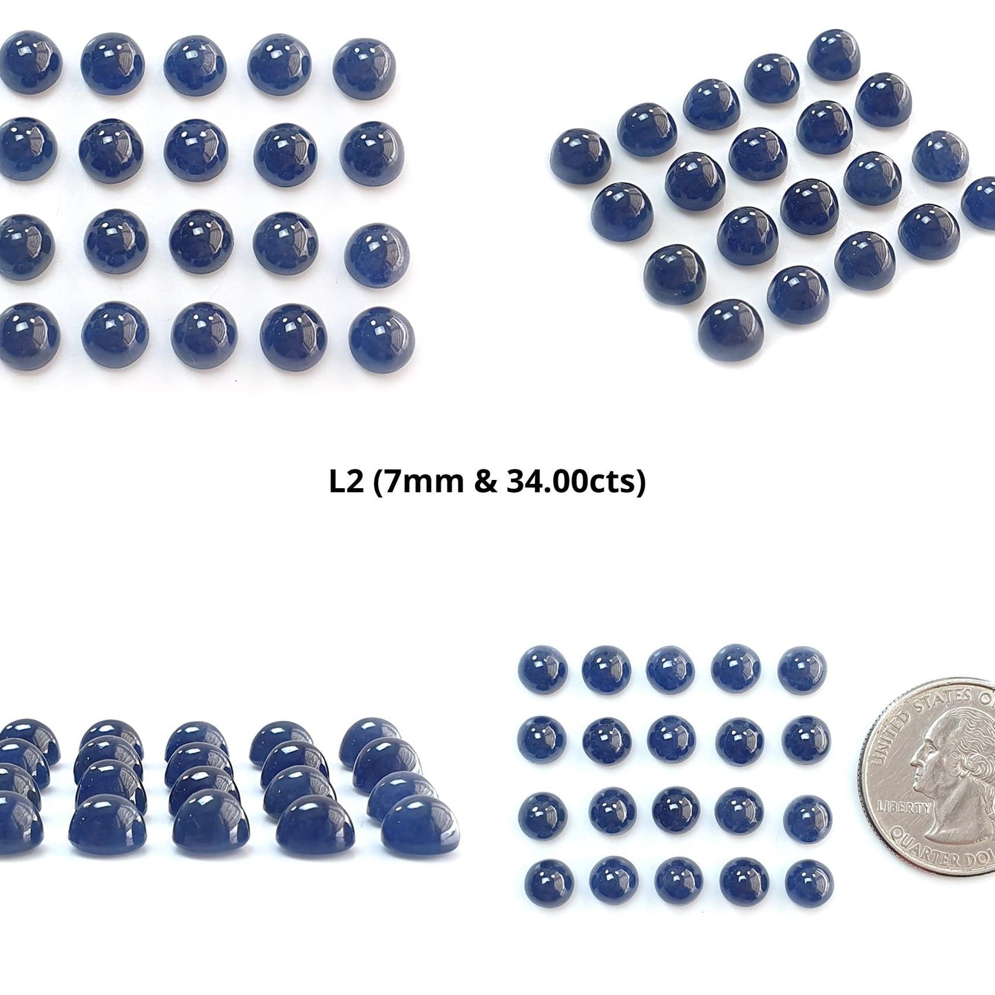 Blue Sapphire Gemstone Cabochon: Natural Untreated Unheated Sapphire Round Shape Cabochon 6mm & 7mm 20pcs Lots for Jewelry
