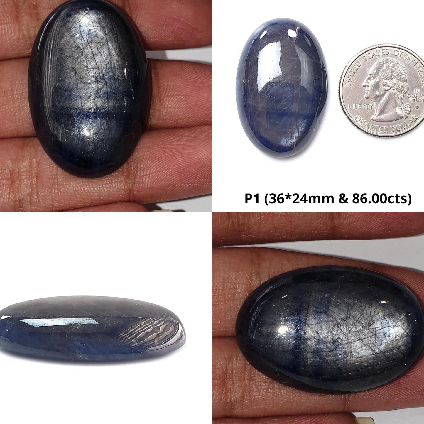 Star Sapphire Gemstone Cabochon: Natural Untreated Blue, Golden Brown Sapphire Oval Pear Shape Cabochon 1pc for Jewelry September Birthstone