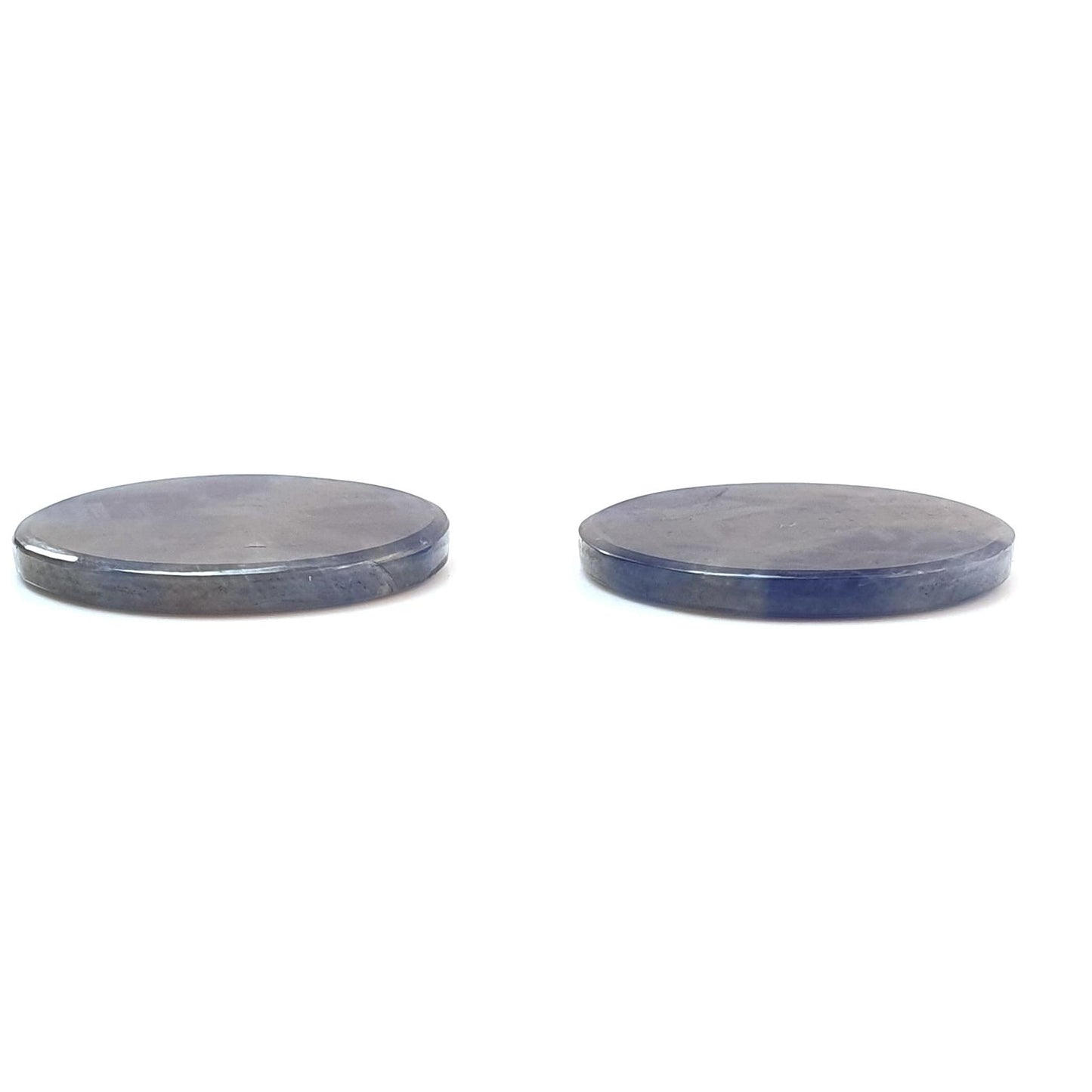 Sapphire Trapiche Gemstone Flat Slices: 84.00cts Natural Untreated Blue, Gray Sapphire Round Shape 29.5mm Pair September Birthstone