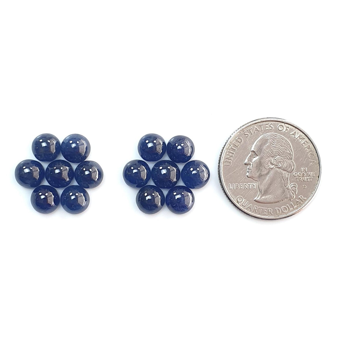 Ruby, Blue Sapphire Gemstone Cabochon: Natural Untreated Unheated Purple Ruby, Sapphire Round Shape Cabochon 7mm 14pcs Sets for Jewelry