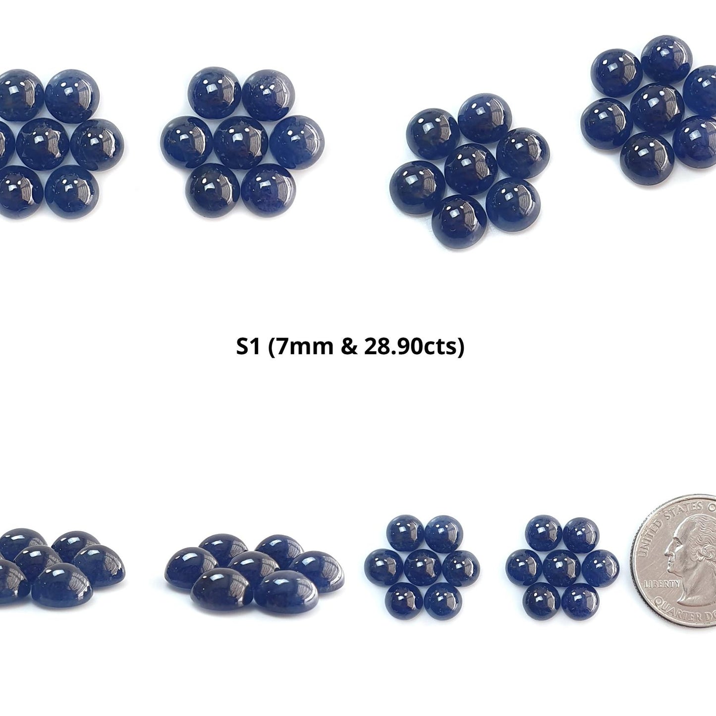 Ruby, Blue Sapphire Gemstone Cabochon: Natural Untreated Unheated Purple Ruby, Sapphire Round Shape Cabochon 7mm 14pcs Sets for Jewelry