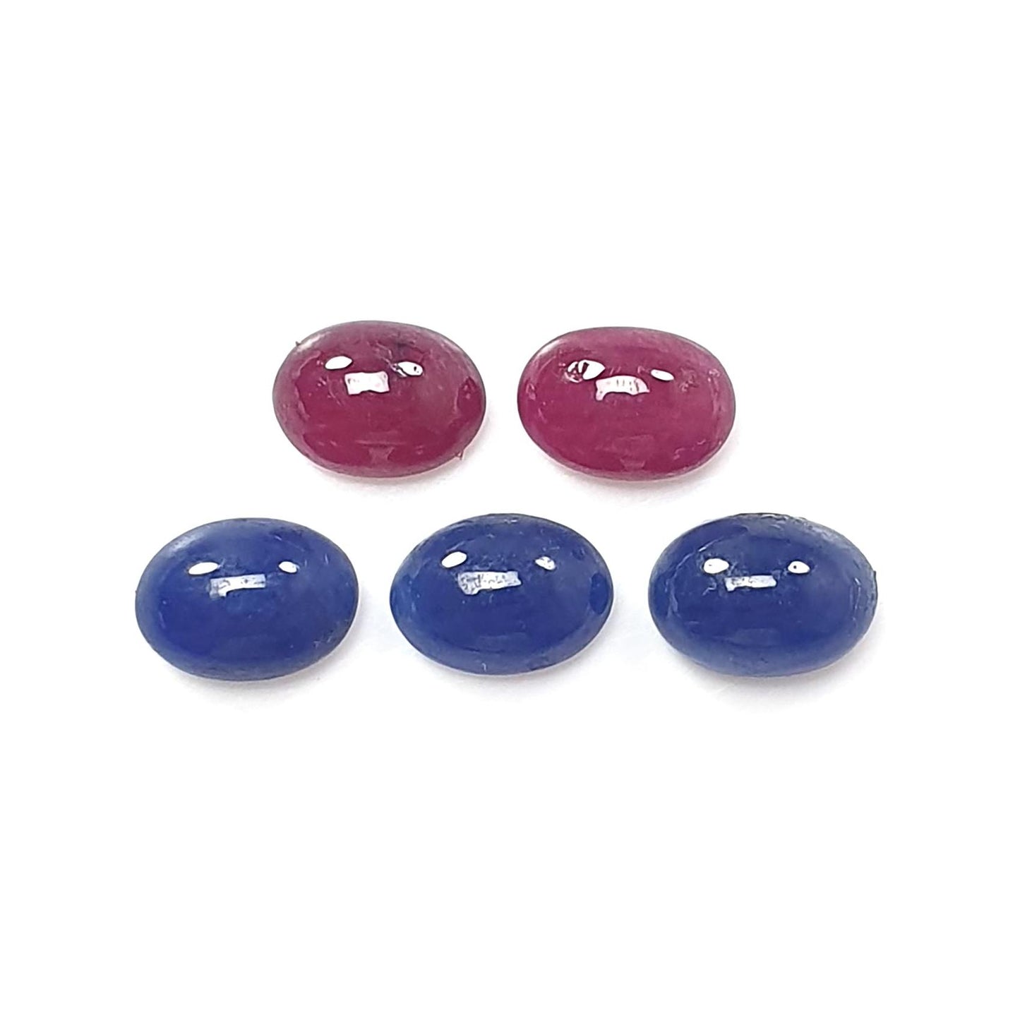 Blue Sapphire, Ruby Gemstone Cabochon: Natural Untreated Sapphire Oval, Round Shape Lots for Jewelry September Birthstone