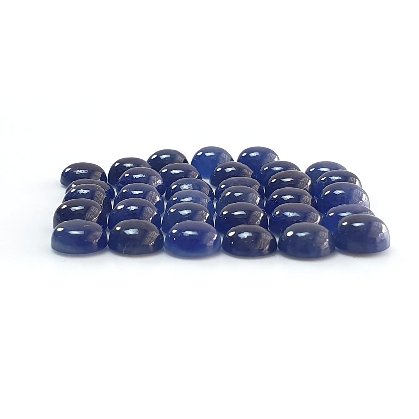 Blue Sapphire Gemstone Cabochon: 43.80cts Natural Untreated Unheated Sapphire Round Shape 6mm 33pcs Lot for Jewelry September Birthstone