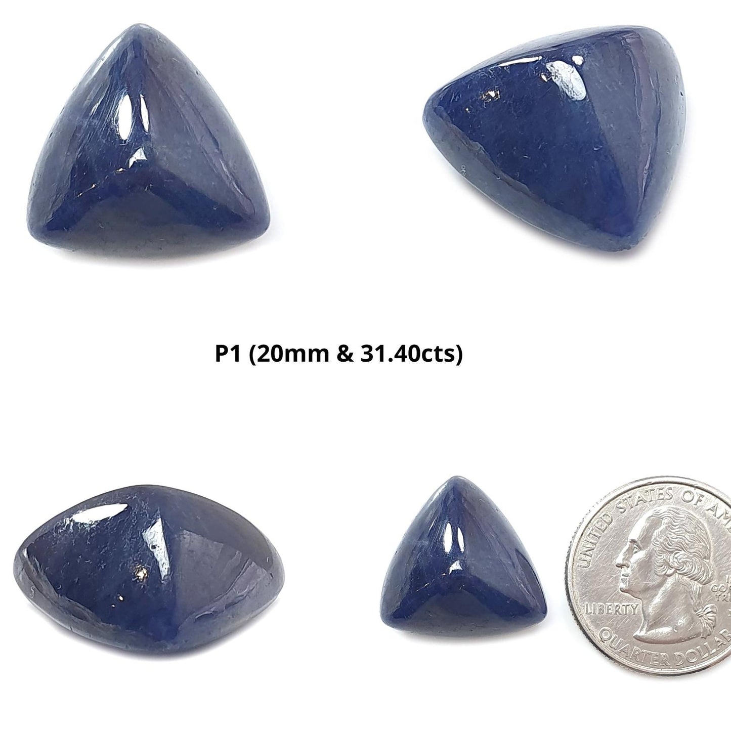 Blue Sapphire Gemstone Cabochon: Natural Untreated Sapphire Cushion, Triangle Shape 1pc for Jewelry September Birthstone
