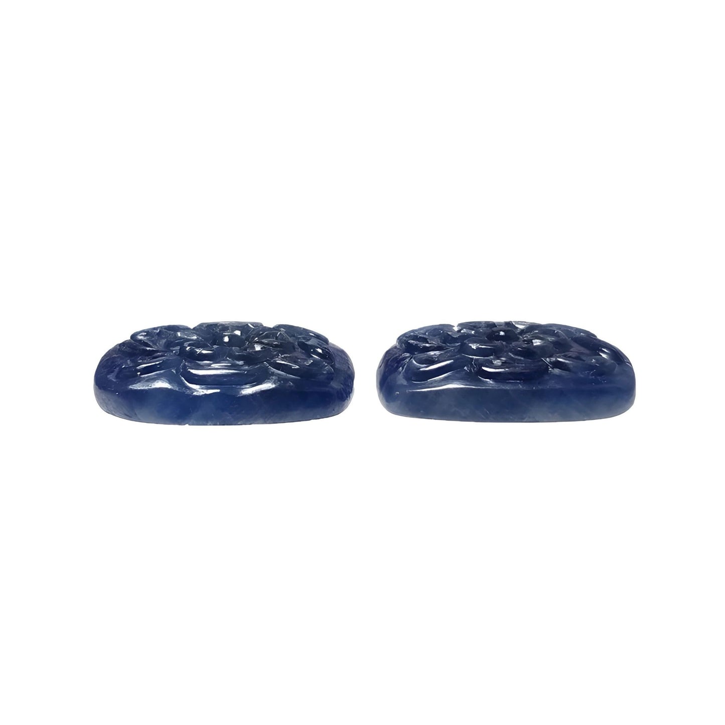 28.90cts Blue Sapphire Gemstone Natural Untreated Carving Cushion Shape 18*14mm Pair for Jewelry