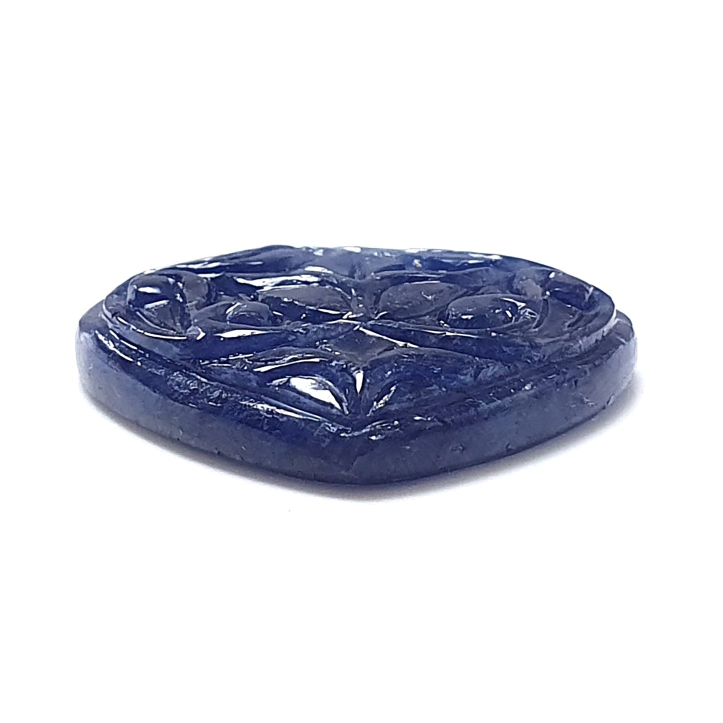 34.50cts Blue Sapphire Gemstone Natural Untreated Sapphire Carving Heart Shape 15mm 1pc