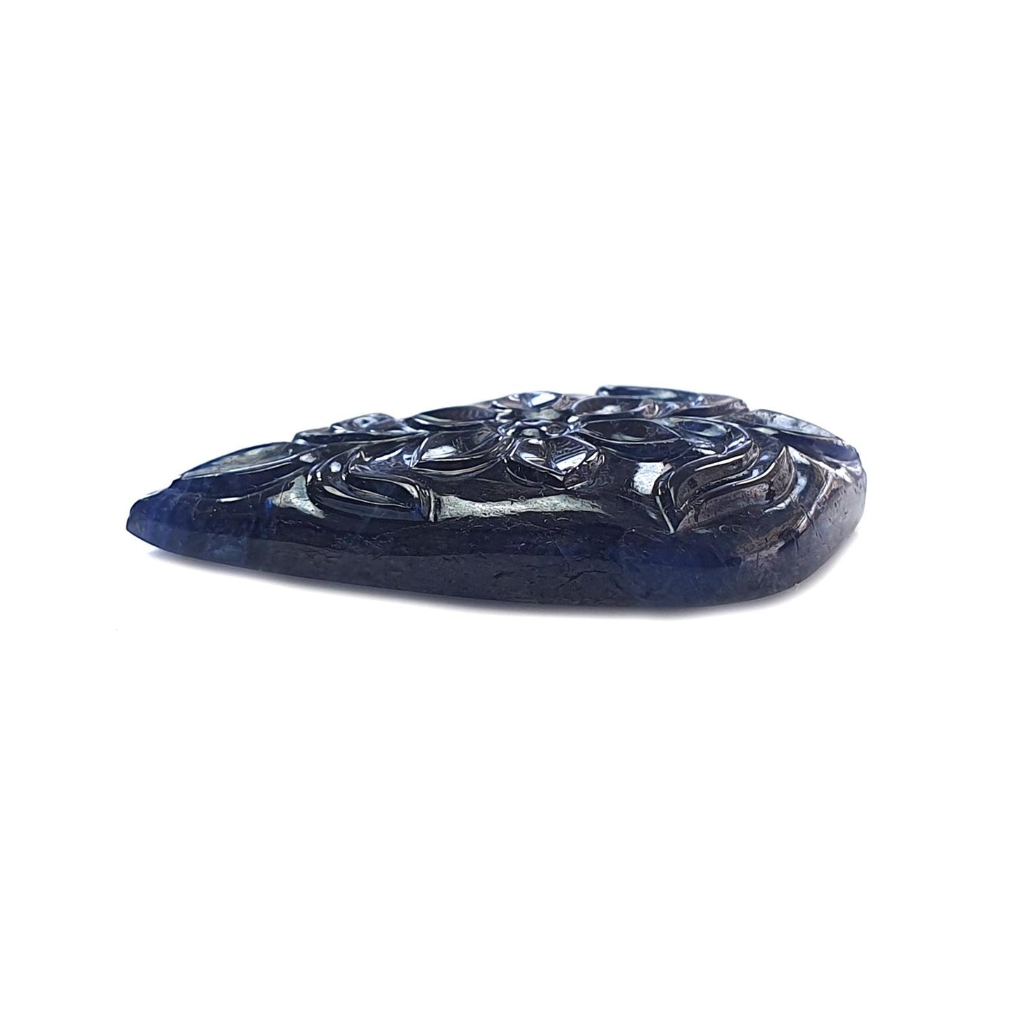 Blue Sapphire Gemstone Carving: 36.00cts Natural Untreated Sapphire Hand Carved Fancy Shape 33.5*20mm 1pc September Birthstone
