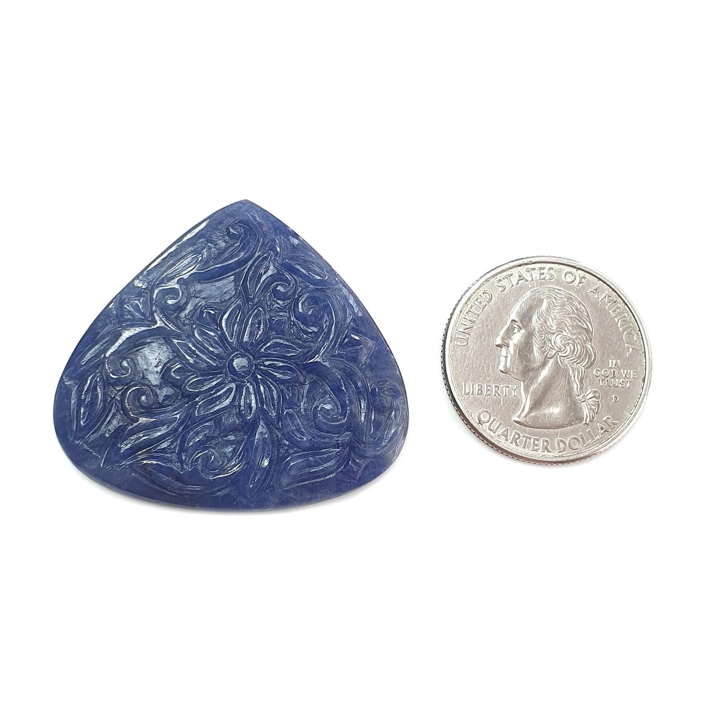 Blue Sapphire Gemstone Carving: 65.80cts Natural Untreated Sapphire Hand Carved Fancy Shape 36*39.5mm 1pc September Birthstone