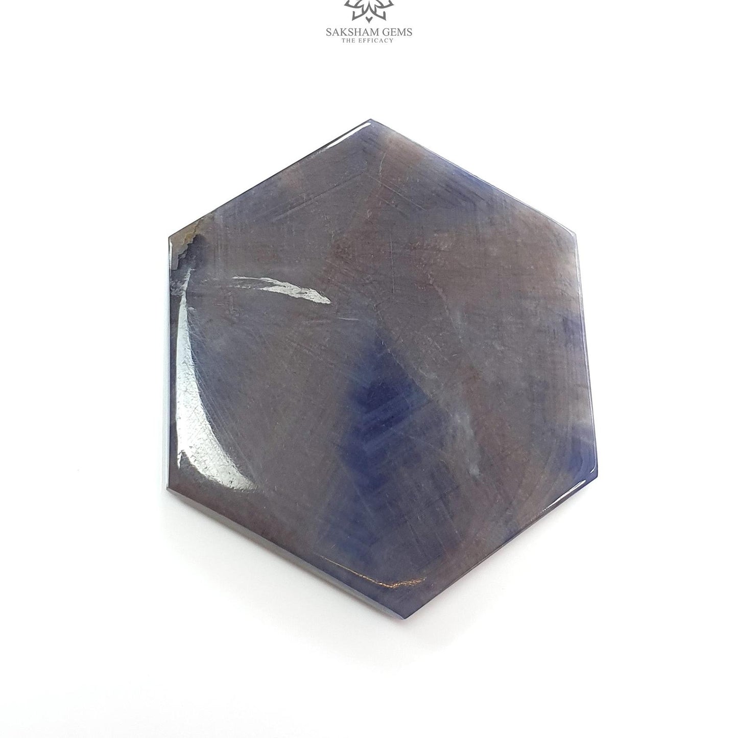 BLUE SAPPHIRE Gemstone Trapiche Specimen : 229.20cts Natural Untreated Unheated Blue Gray Sapphire Hexagon Corundum Rough Specimen 63*54mm