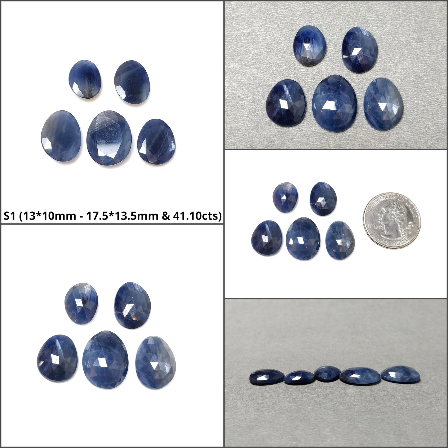 Silver Blue Sheen Sapphire Gemstone Normal & Rose Cut : Natural Untreated Unheated Sapphire Both Side Cut Uneven Egg Shape