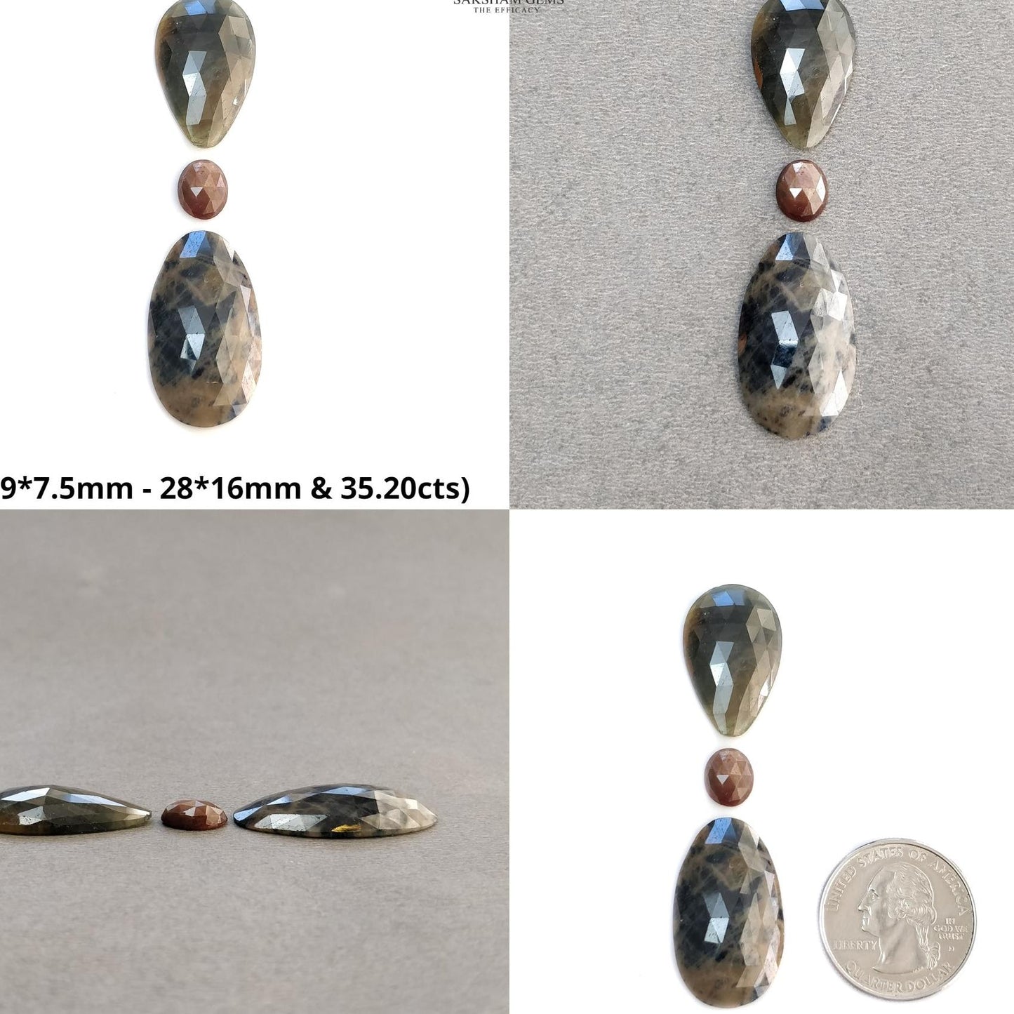 Multi Sapphire Gemstone Rose Cut : Natural Untreated Unheated Sapphire Bi-Color Pear Shape Sets For Jewelry