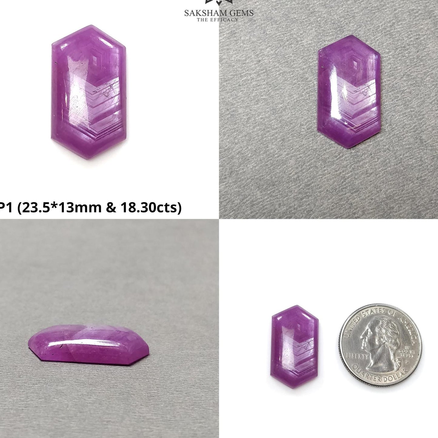 Raspberry Sapphire Gemstone Cabochon : Natural Untreated Unheated Sheen Sapphire Hexagon & Pear Shape