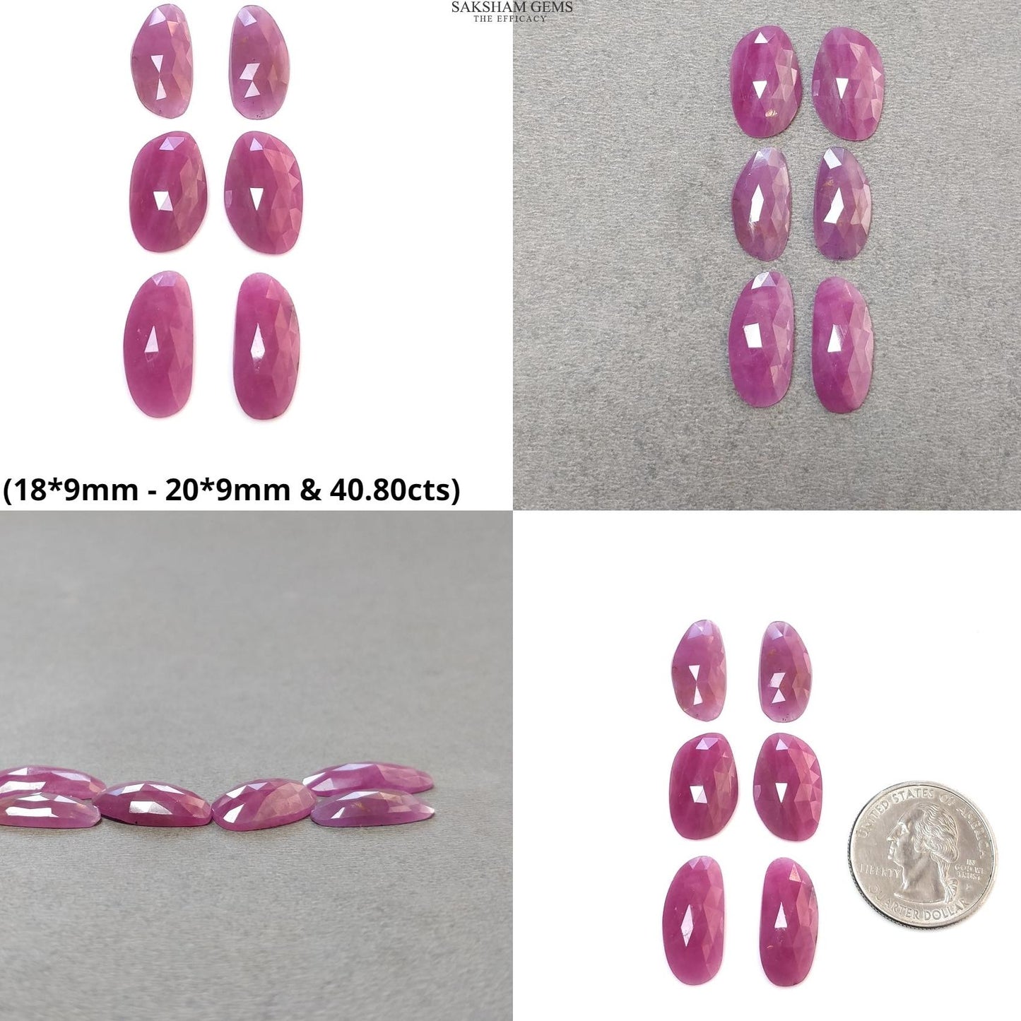 Pink Sapphire Gemstone Rose Cut : Natural Untreated Unheated Pear Oval & Uneven Shape Lots