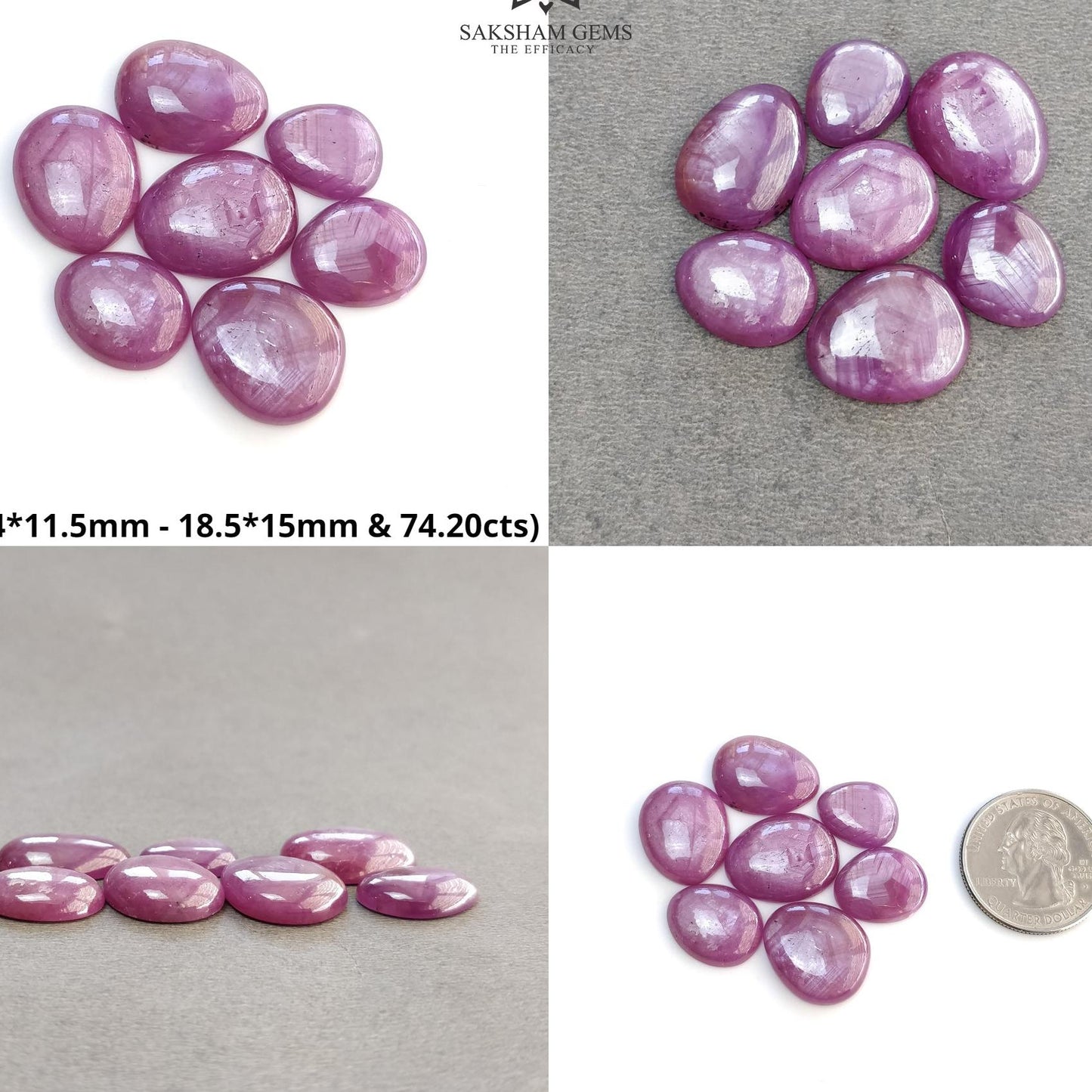 Raspberry Sheen Pink SAPPHIRE Gemstone Cabochon : Natural Untreated Sapphire Uneven Egg Shape 7pcs & 8pcs Lots