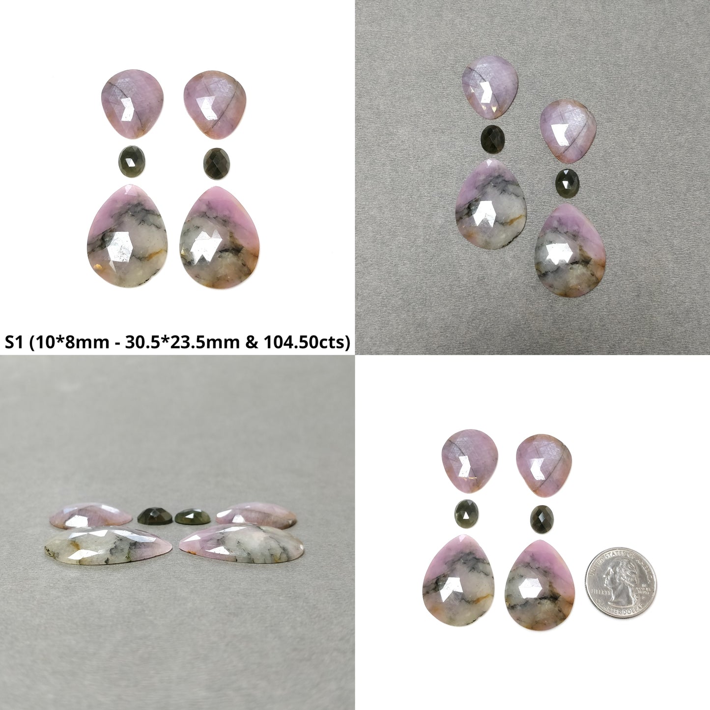 Multi Sapphire Gemstone Rose Cut : Natural Untreated Unheated Oval Pear And Triangle Shape Sets