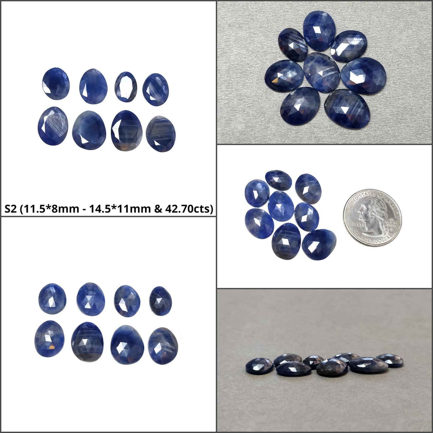Silver Blue Sheen Sapphire Gemstone Normal & Rose Cut : Natural Untreated Unheated Sapphire Both Side Cut Uneven Egg Shape