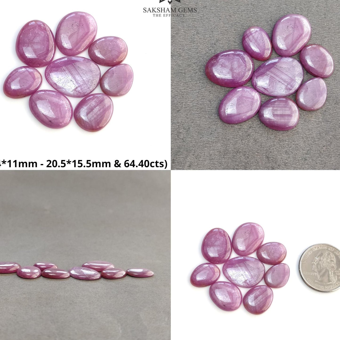 Raspberry Sheen Pink SAPPHIRE Gemstone Cabochon : Natural Untreated Sapphire Uneven Egg Shape 7pcs & 8pcs Lots