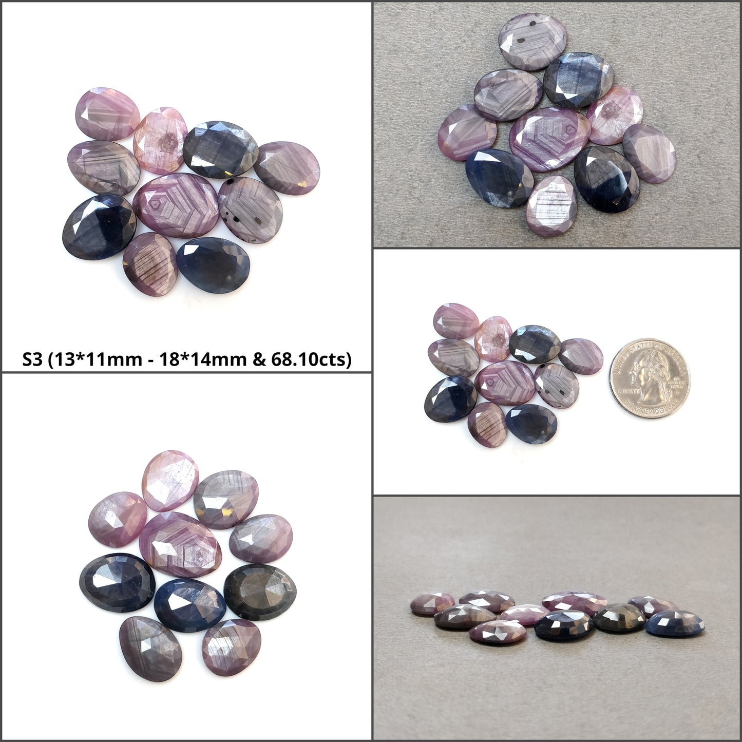 Blue & Raspberry Sapphire Gemstone Normal Cut : Natural Untreated Unheated Pink Sheen Sapphire Egg Shape Lots