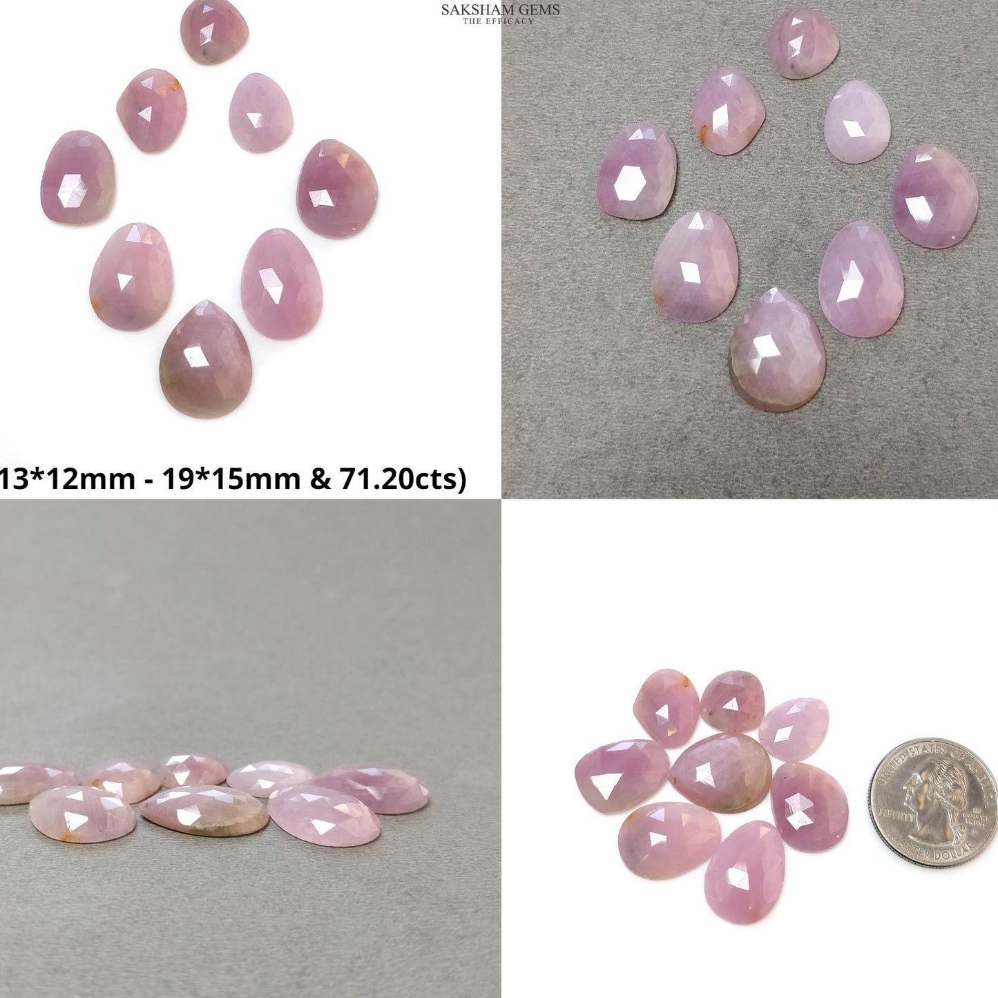 Pink Sapphire Gemstone Rose Cut : Natural Untreated Unheated Pear Oval & Uneven Shape Lots