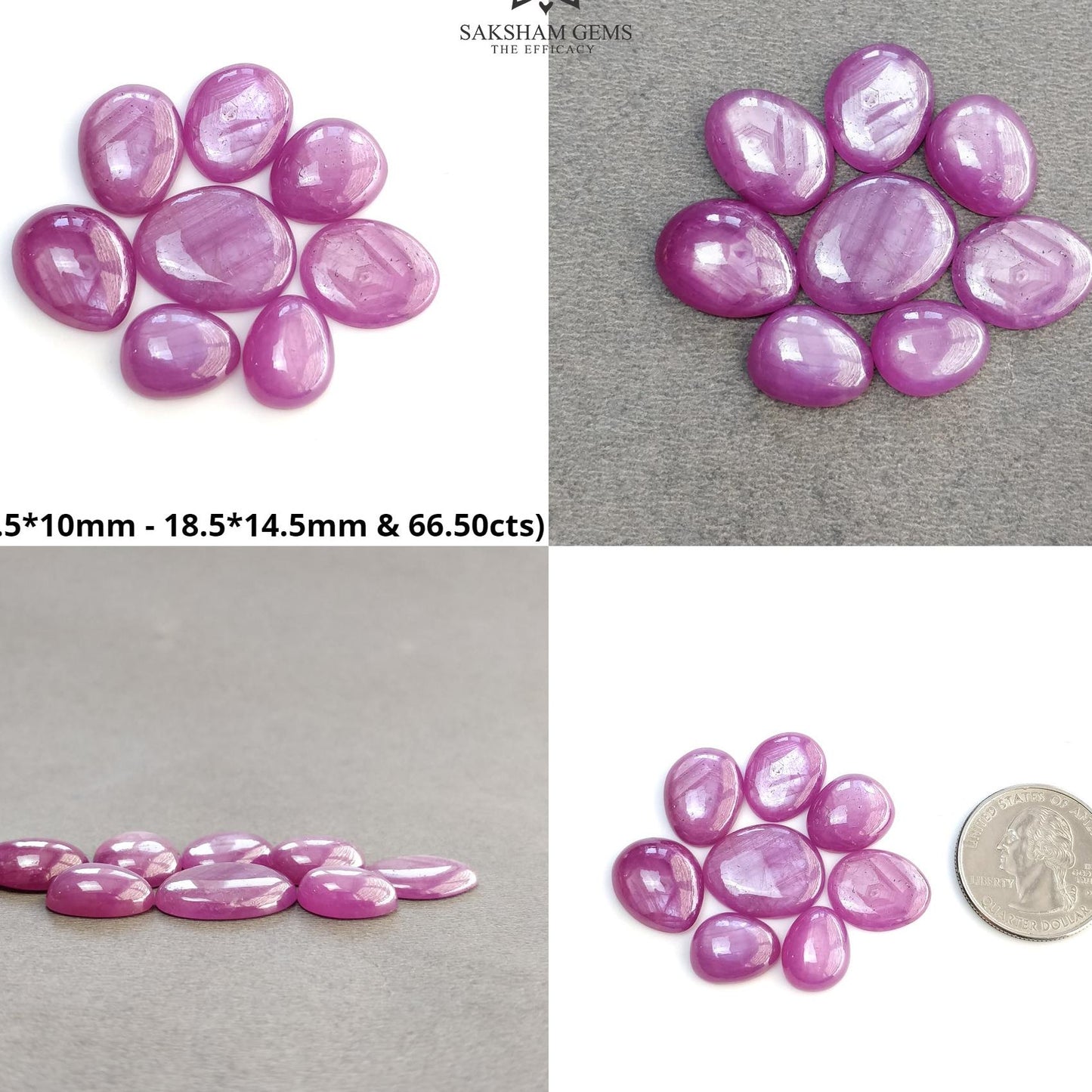 Raspberry Sheen Pink SAPPHIRE Gemstone Cabochon : Natural Untreated Sapphire Uneven Egg Shape 7pcs & 8pcs Lots