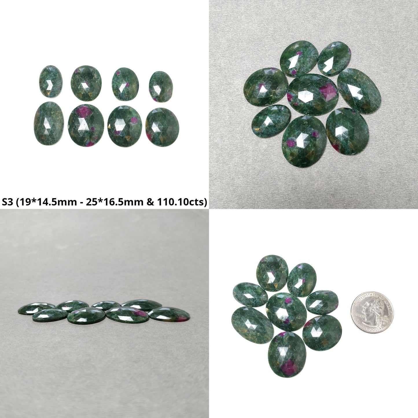 Multi Sapphire Gemstone Rose Cut : Natural Untreated Unheated Oval Pear And Triangle Shape Sets