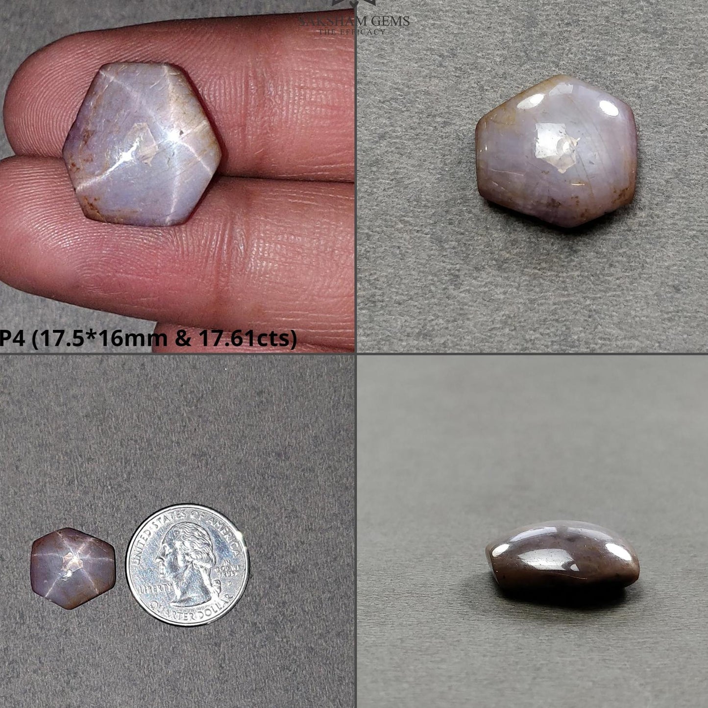 Milky Star Ruby Gemstone Cabochon : 15cts - 17cts Natural Untreated Unheated 6Ray Star Ruby Hexagon Shape