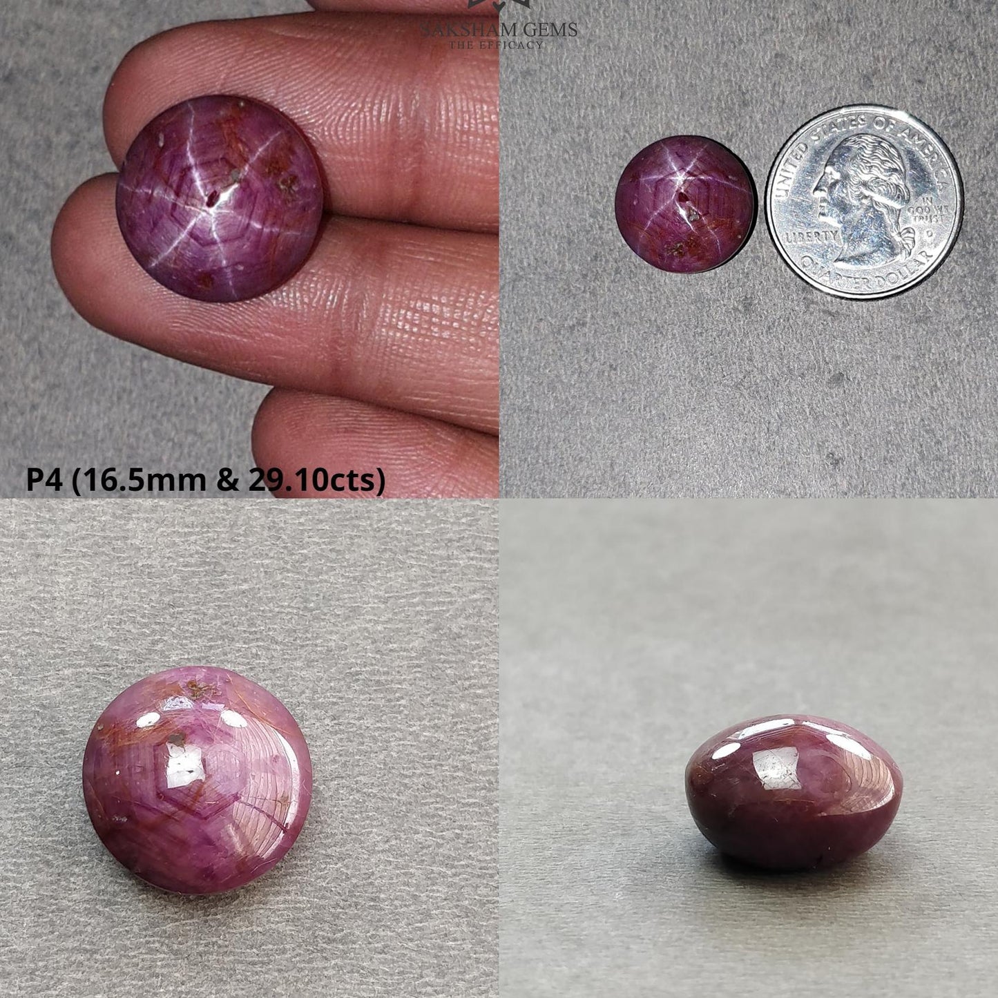 Star Ruby Gemstone Cabochon : 21cts - 60cts Natural Untreated Unheated Red 6Ray Star Ruby Oval And Round Shape