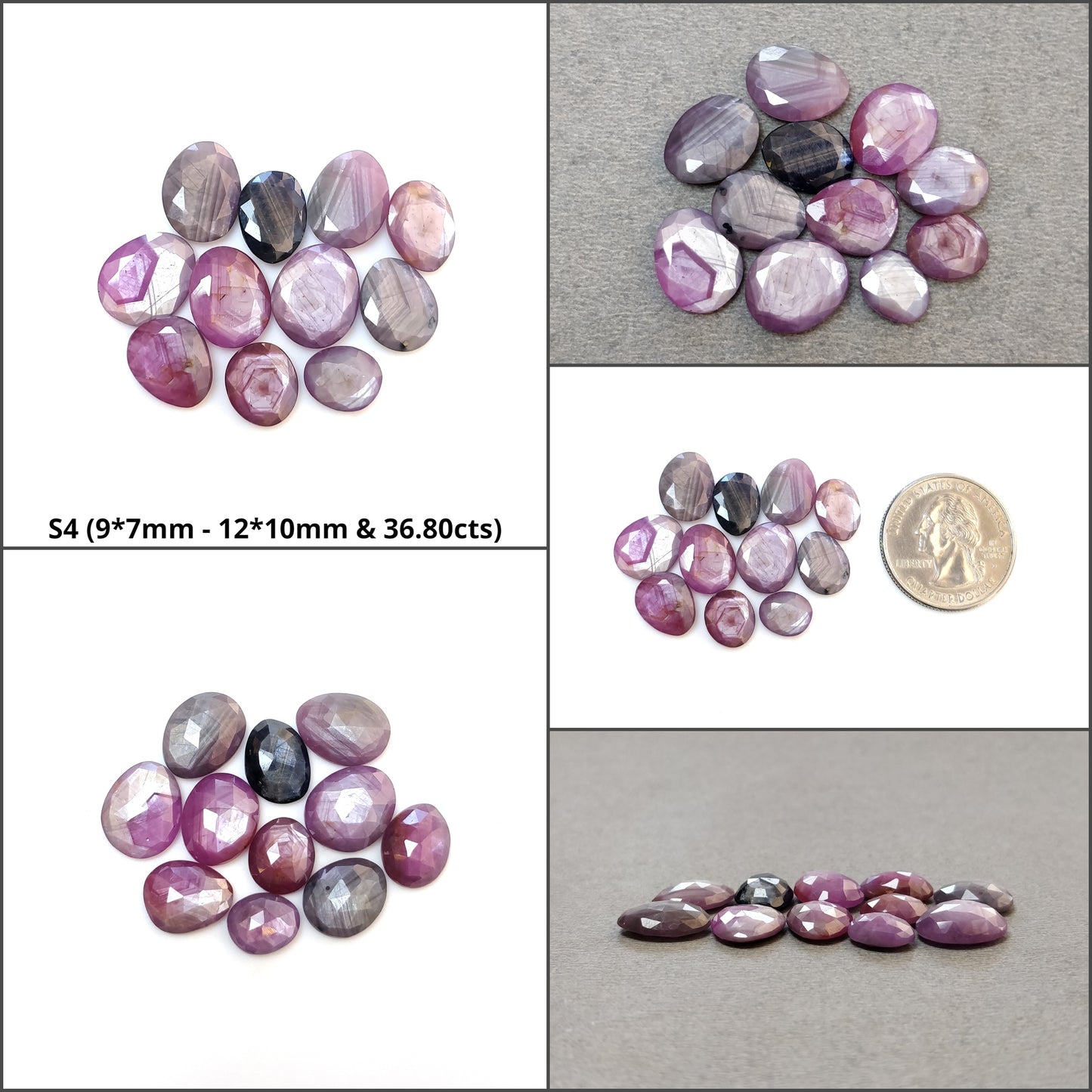 Blue & Raspberry Sapphire Gemstone Normal Cut : Natural Untreated Unheated Pink Sheen Sapphire Egg Shape Lots