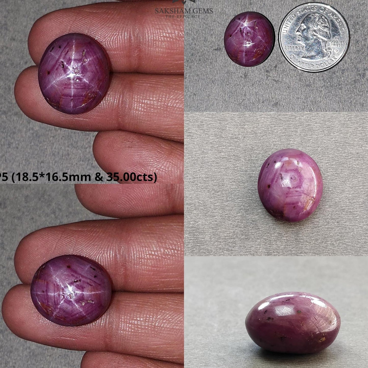Star Ruby Gemstone Cabochon : 21cts - 60cts Natural Untreated Unheated Red 6Ray Star Ruby Oval And Round Shape