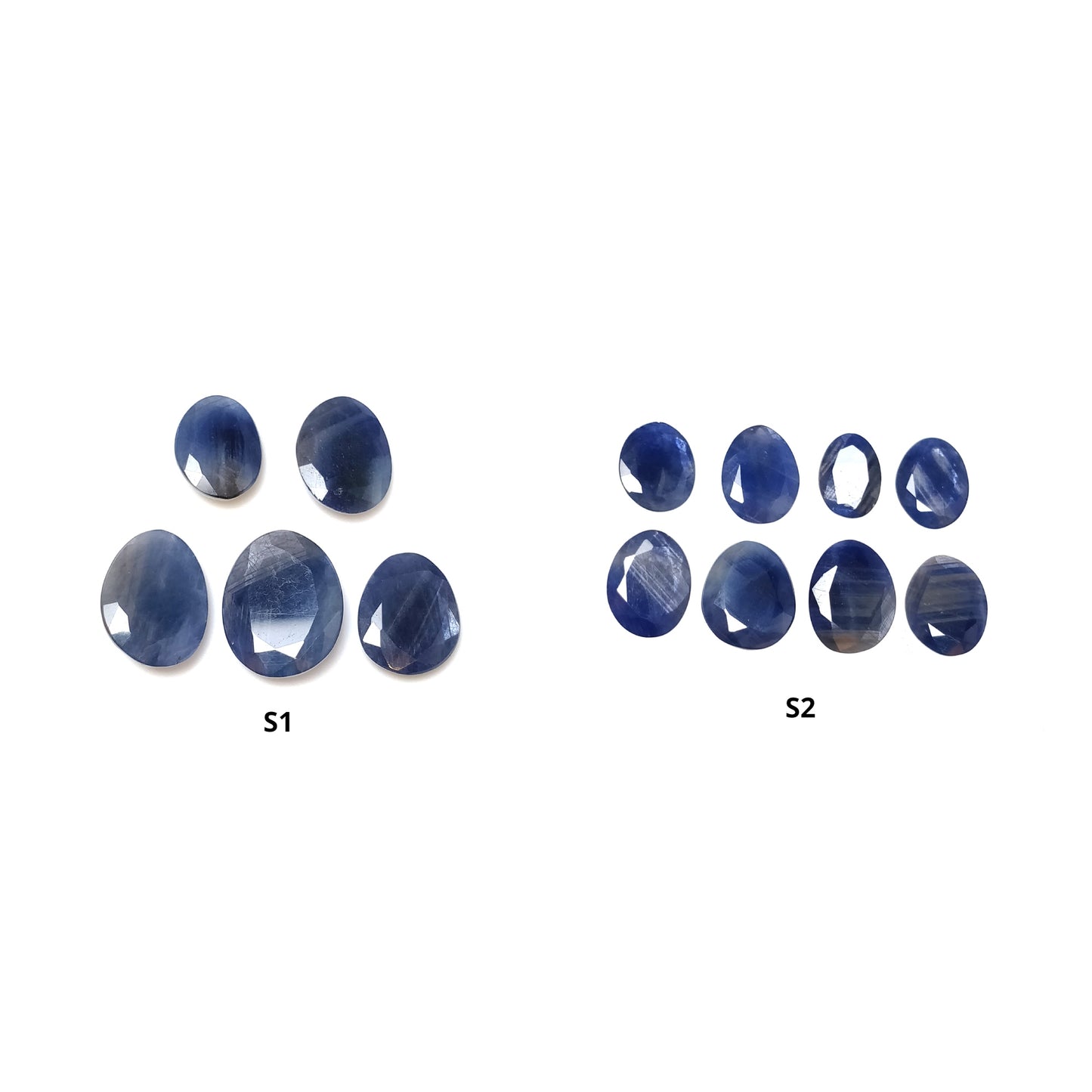Silver Blue Sheen Sapphire Gemstone Normal & Rose Cut : Natural Untreated Unheated Sapphire Both Side Cut Uneven Egg Shape