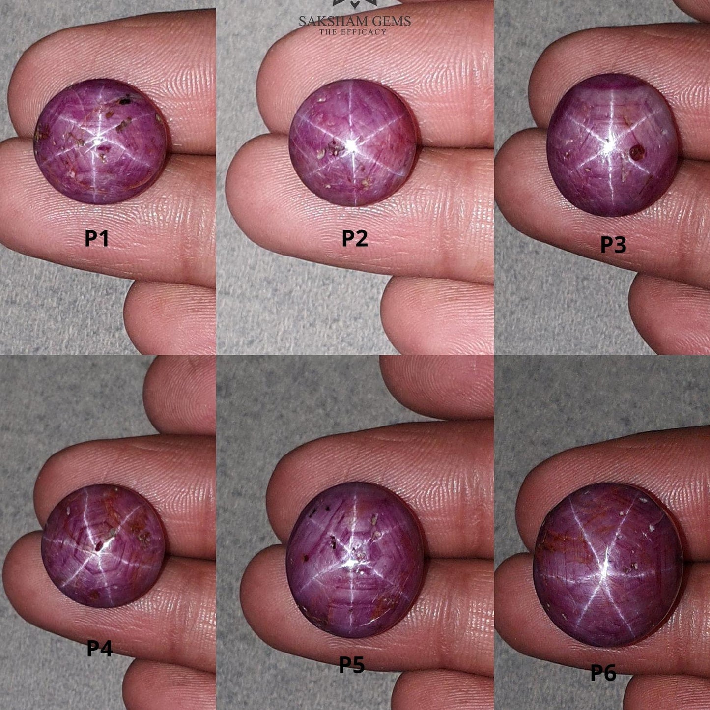Star Ruby Gemstone Cabochon : 21cts - 60cts Natural Untreated Unheated Red 6Ray Star Ruby Oval And Round Shape