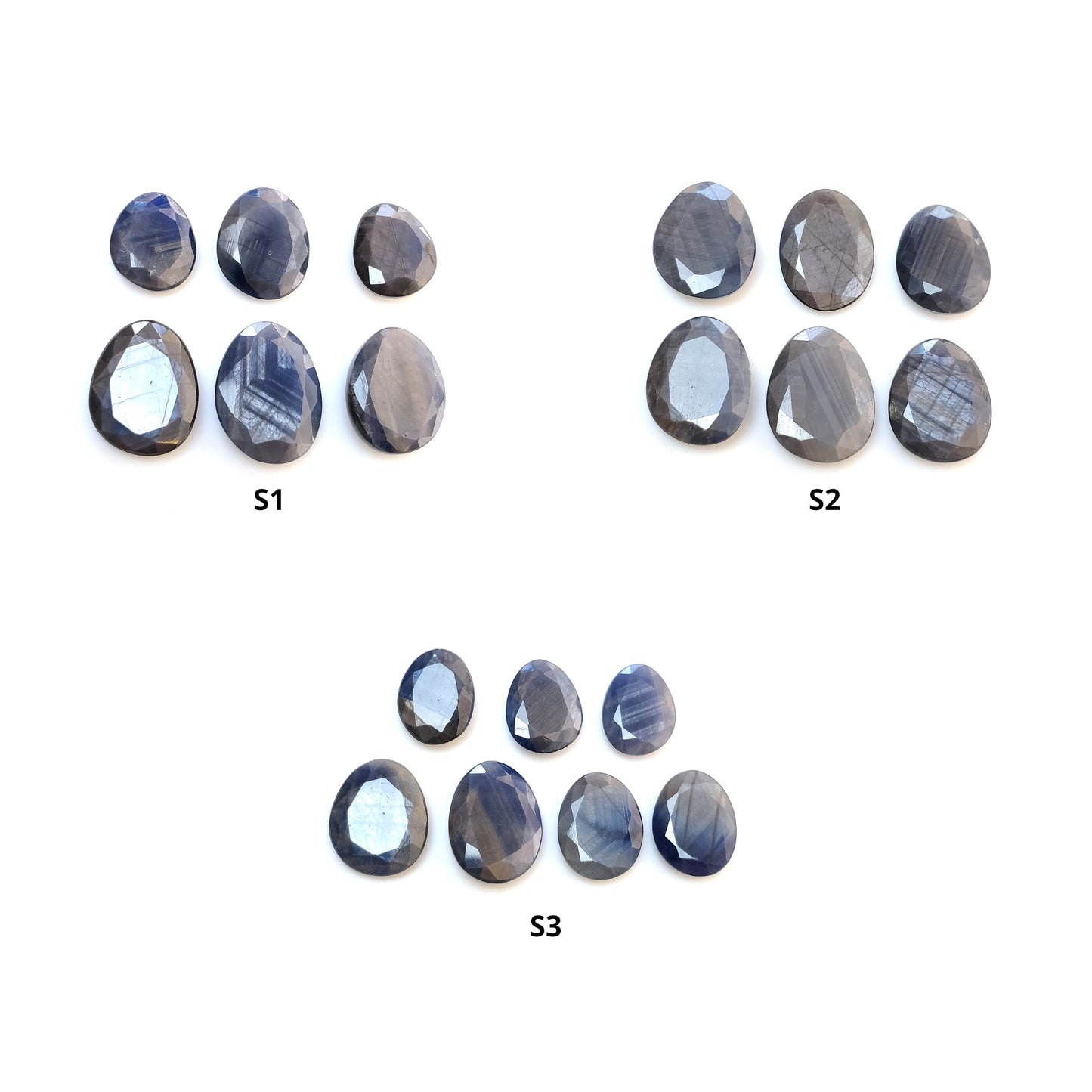 Silver Blue Sheen Sapphire Gemstone Normal & Rose Cut : Natural Untreated Unheated Sapphire Both Side Cut Uneven Egg Shape
