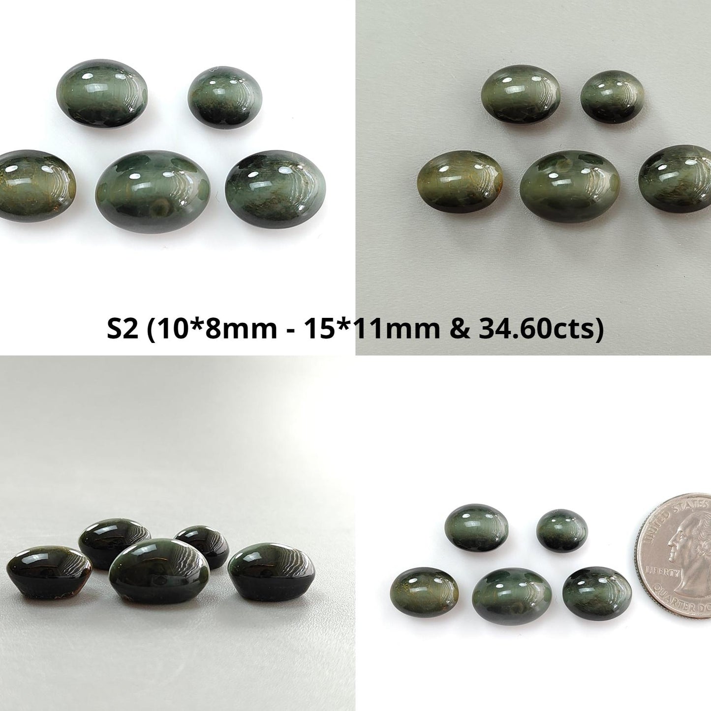White Opal & Chrysoberyl Cat's Eye Gemstone Cabochon: Natural Untreated Unheated Color Enhanced Bi-color Opal Shape Gemstone Set For Jewelry