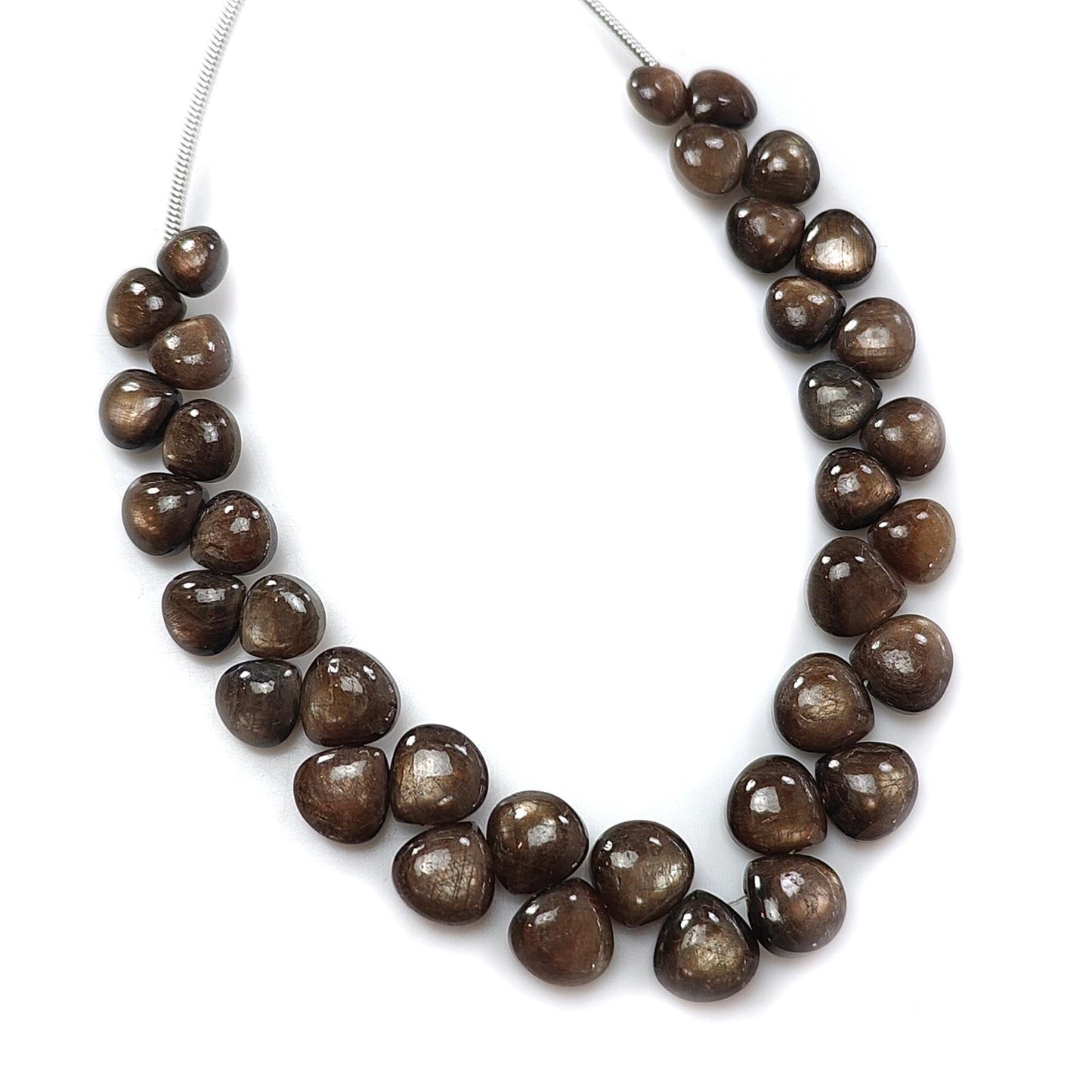 Golden Chocolate Sapphire Smooth Loose Beads: 54.60cts (Approx) Natural Untreated Sapphire Gemstone Cushion Shape Beads 5mm-7mm 5.5" Strand