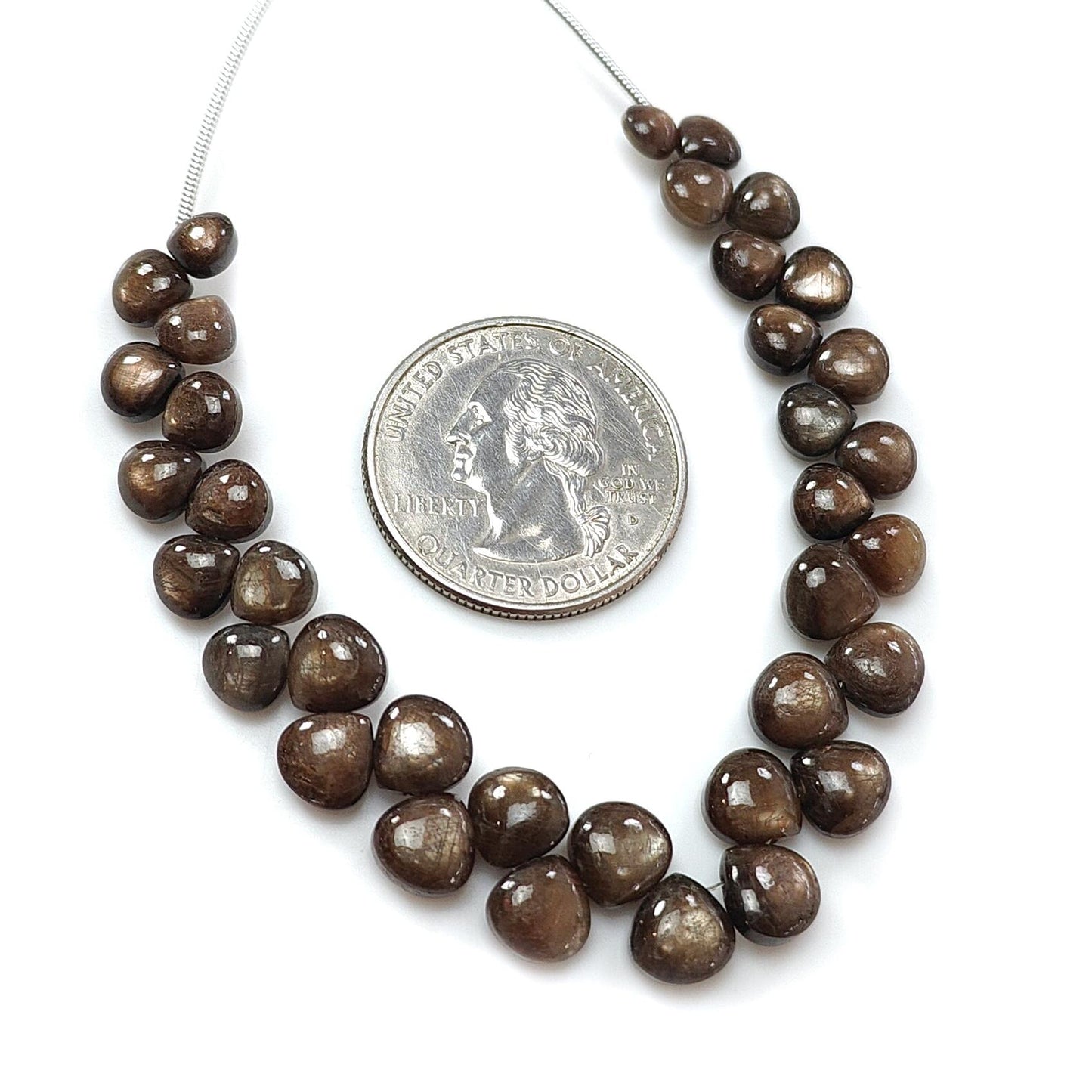 Golden Chocolate Sapphire Smooth Loose Beads: 54.60cts (Approx) Natural Untreated Sapphire Gemstone Cushion Shape Beads 5mm-7mm 5.5" Strand