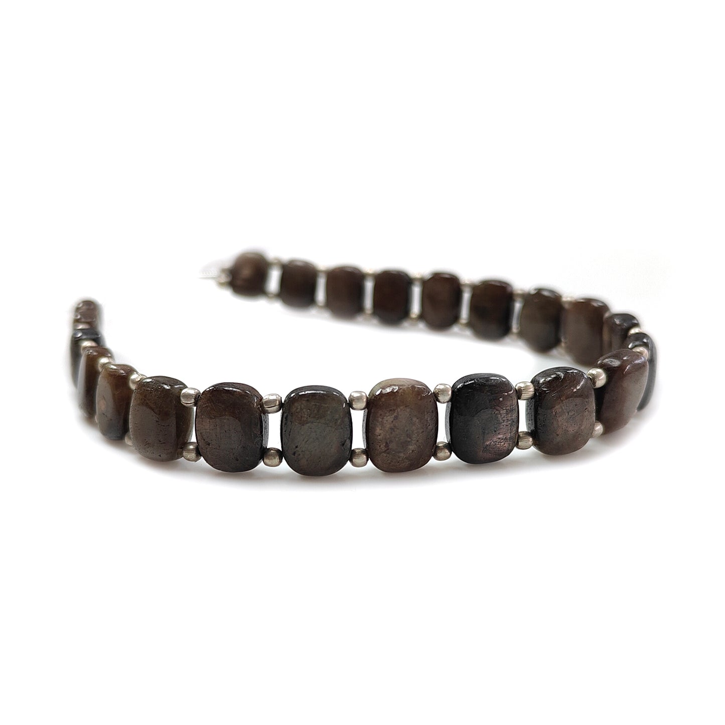 Chocolate Sapphire Smooth Loose Beads: 96.00cts Natural Untreated Golden Sapphire Gemstone Cushion Plain Beads 8*6mm - 10*8mm 7.50" Strand