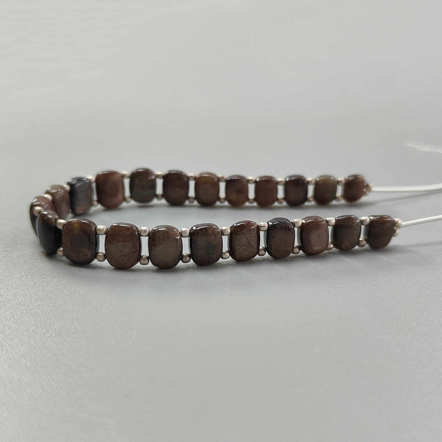 Chocolate Sapphire Smooth Loose Beads: 96.00cts Natural Untreated Golden Sapphire Gemstone Cushion Plain Beads 8*6mm - 10*8mm 7.50" Strand