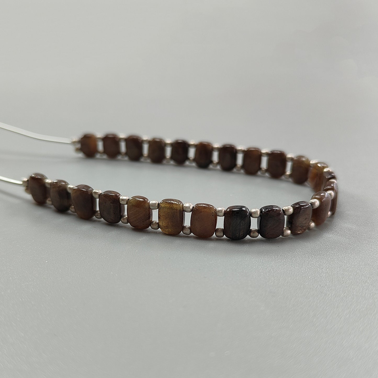 Chocolate Sapphire Smooth Loose Beads: 62.00cts Natural Untreated Golden Sapphire Gemstone Cushion Plain Beads 8mm 7" Strand for Bracelet