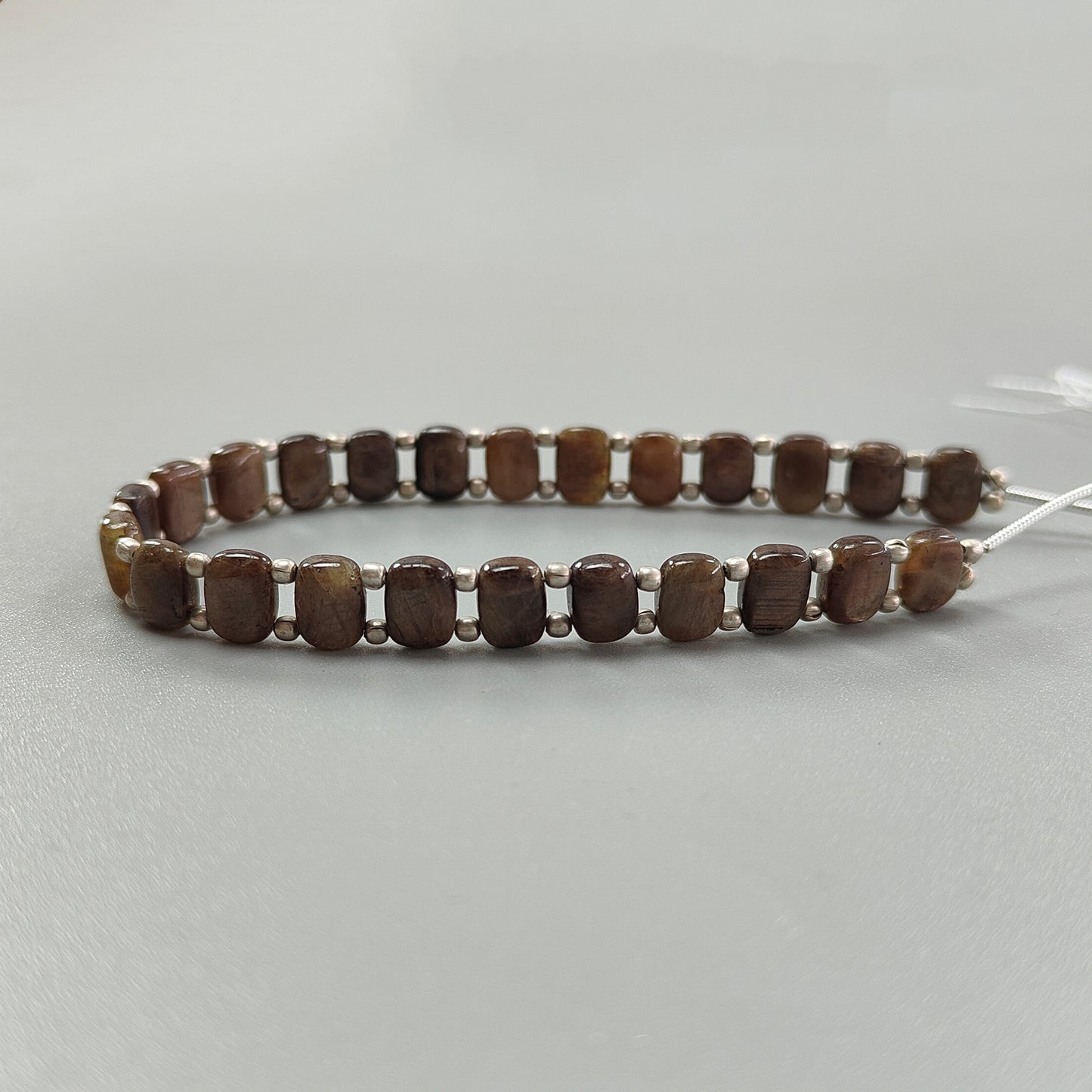 Chocolate Sapphire Smooth Loose Beads: 62.00cts Natural Untreated Golden Sapphire Gemstone Cushion Plain Beads 8mm 7" Strand for Bracelet