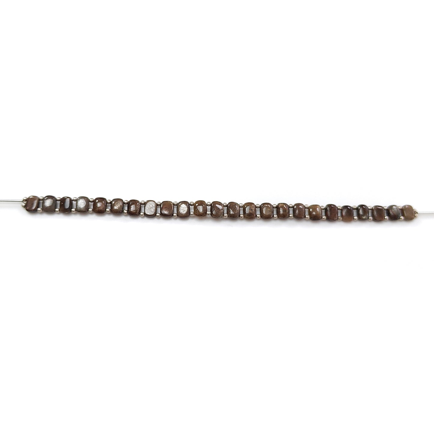 Chocolate Sapphire Smooth Loose Beads: 76.80cts Natural 925 Silver Golden Sapphire Gemstone Cushion Plain Beads 8.5mm 7" Strand for Bracelet (Copy)